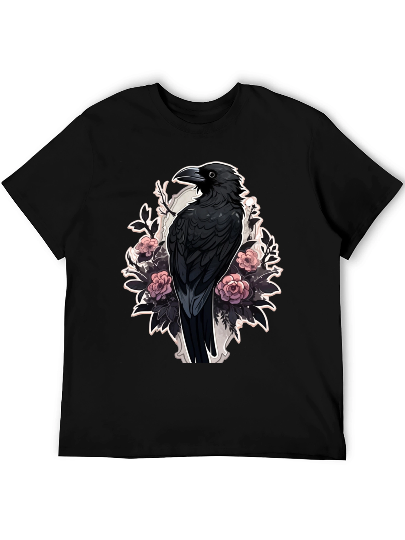 Raven & Roses Graphic Tee - Dark Aesthetic Style