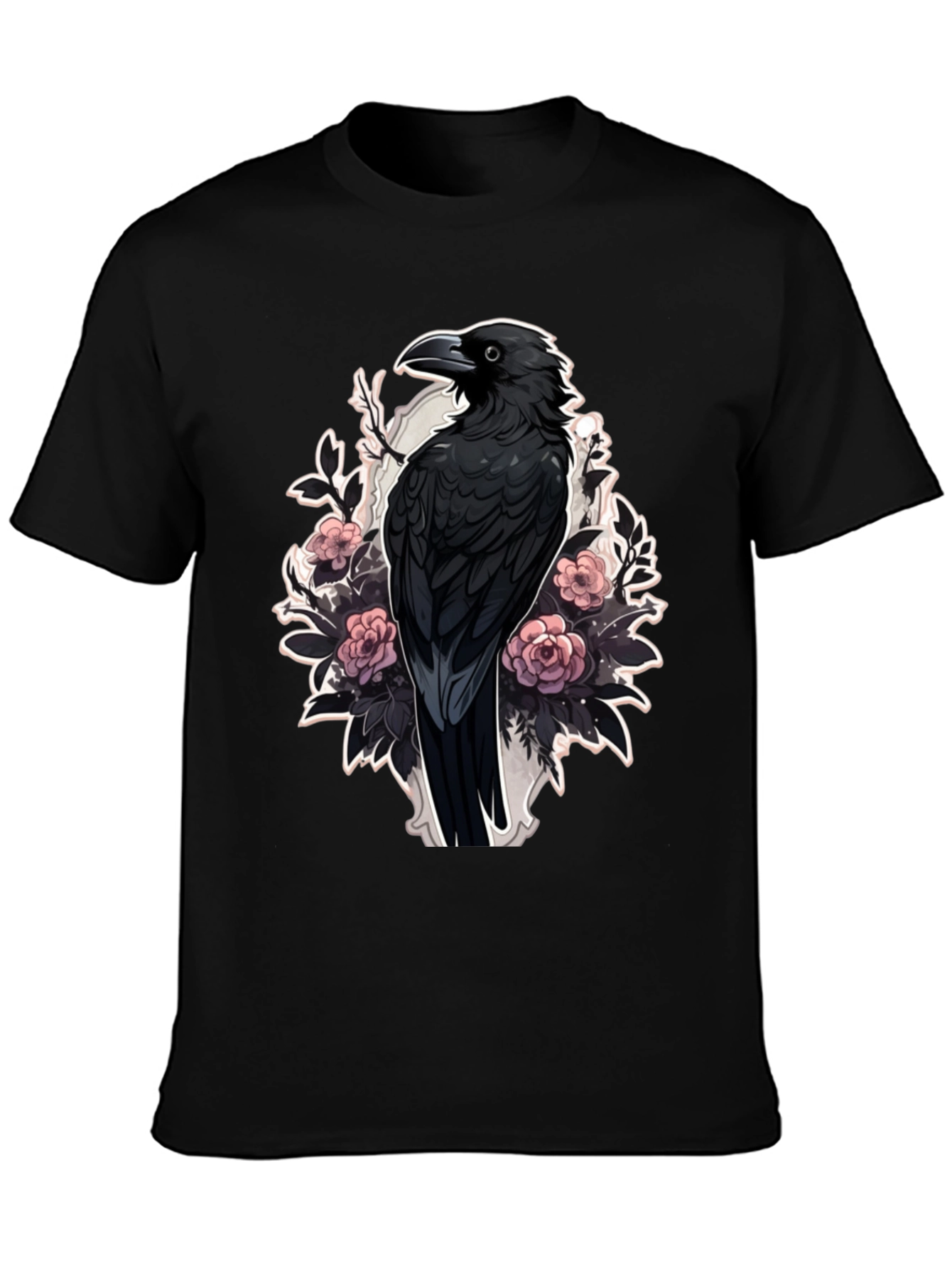 Raven & Roses Graphic Tee - Dark Aesthetic Style