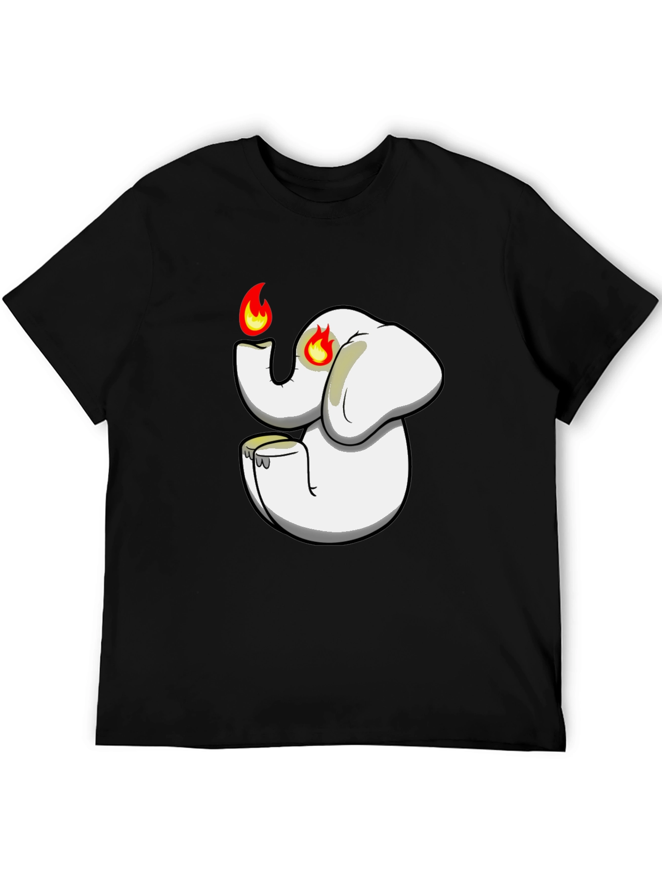 Black T-Shirt with Cartoon Elephant Graphic