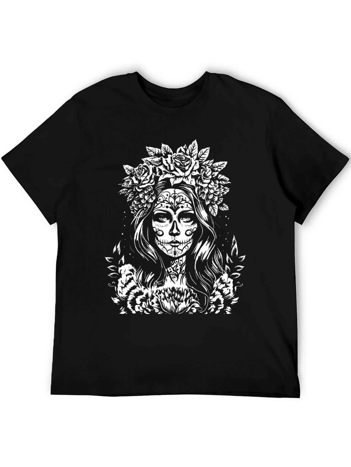 Sugar Skull Woman Graphic Tee - Black