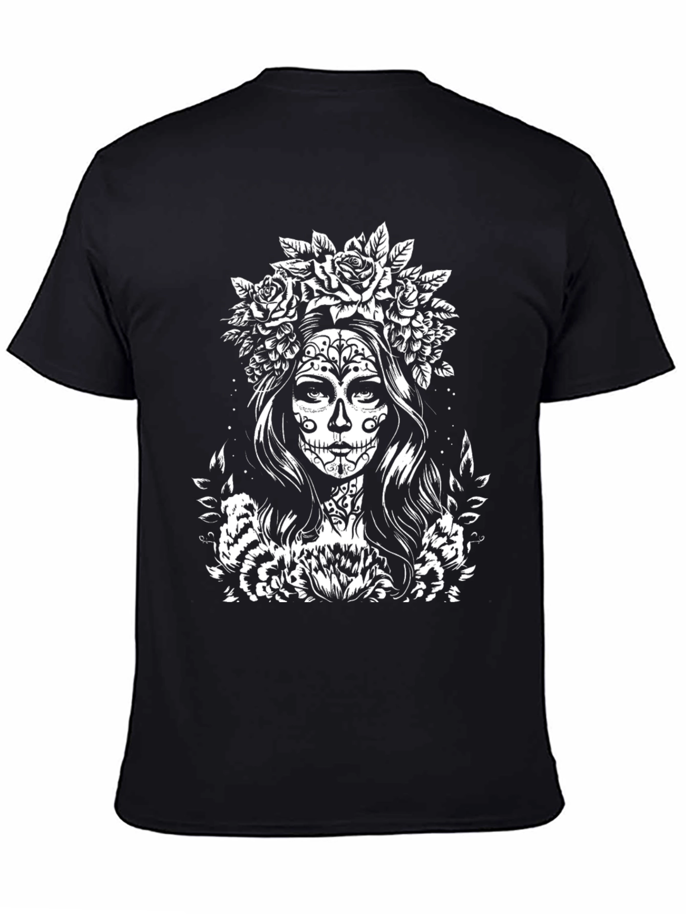 Sugar Skull Woman Graphic Tee - Black