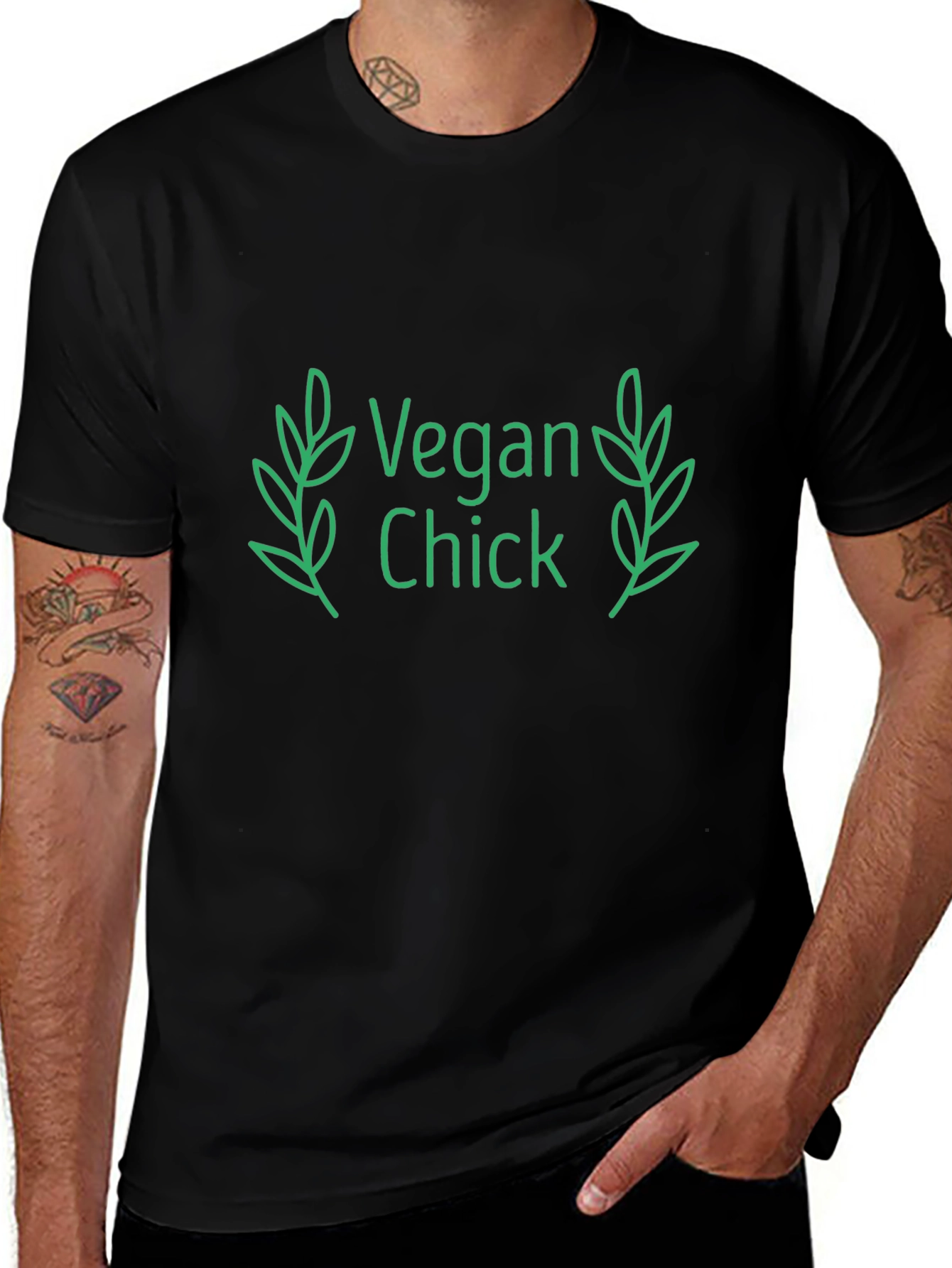 Vegan Chick Tee - Black Cotton T-Shirt