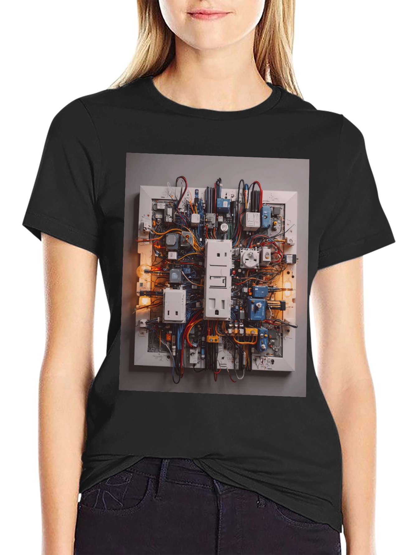 Circuit Board Graphic Tee - Unique Electrical Design Shirt