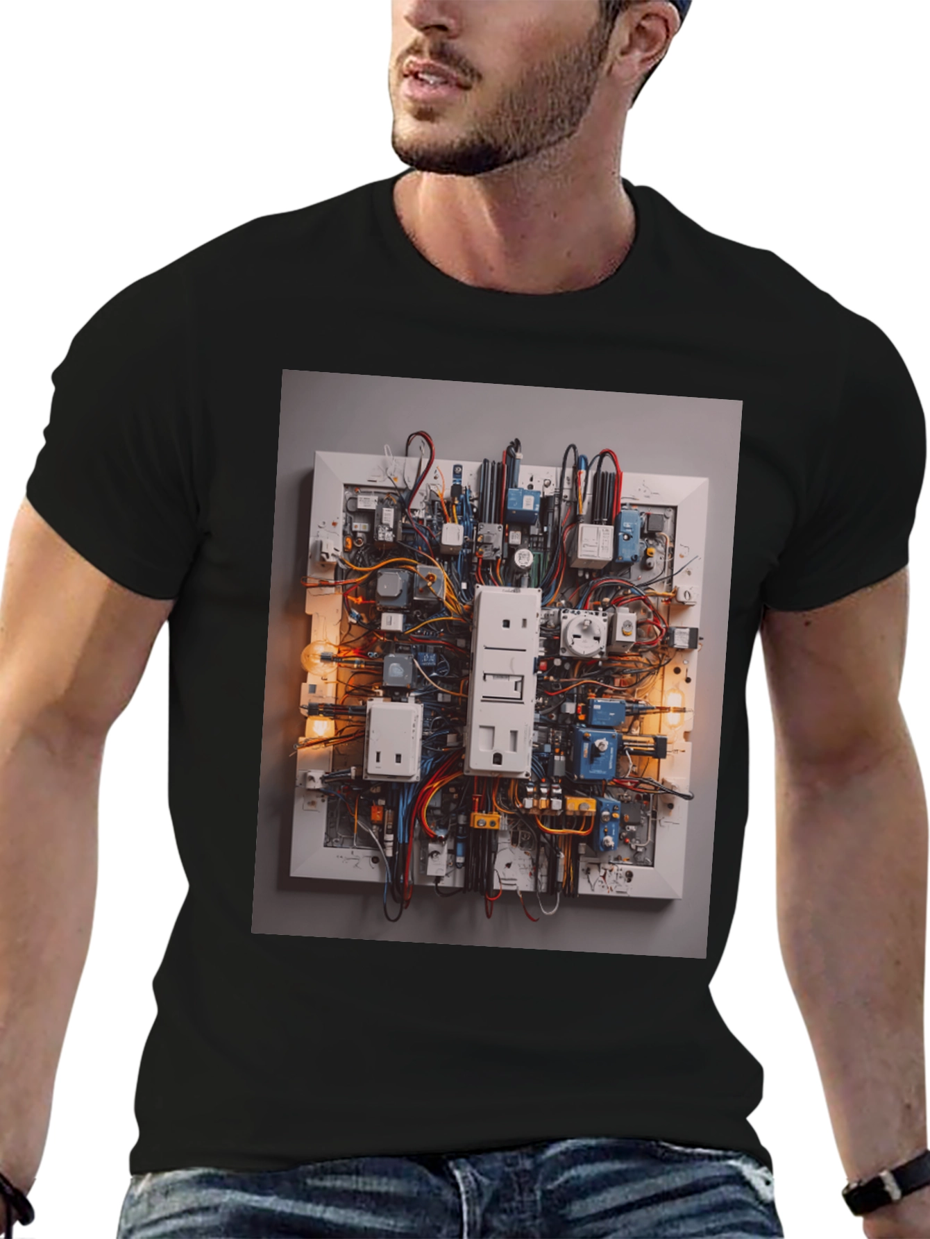 Circuit Board Graphic Tee - Unique Electrical Design Shirt