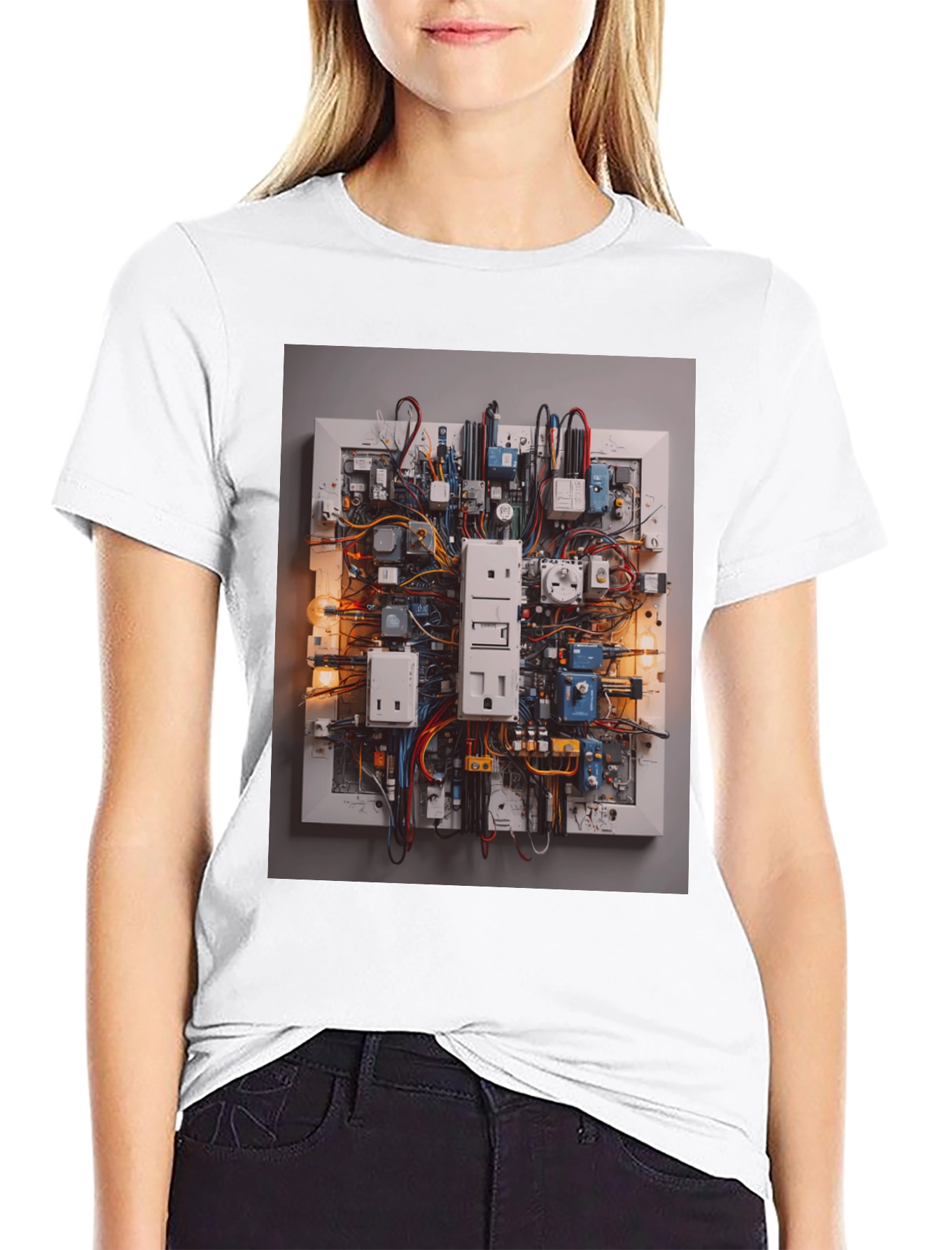 Circuit Board Graphic Tee - Unique Electrical Design Shirt