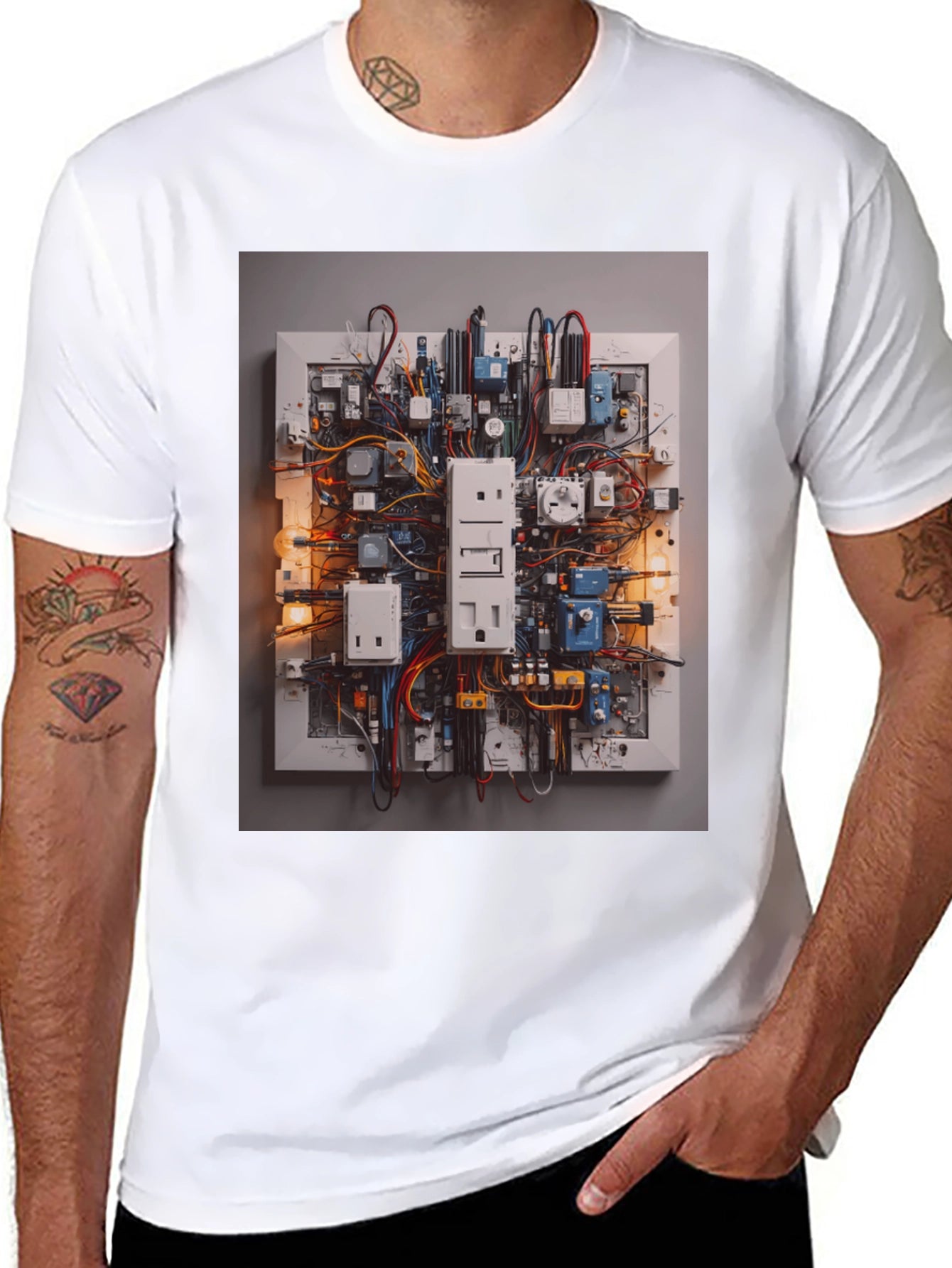 Circuit Board Graphic Tee - Unique Electrical Design Shirt