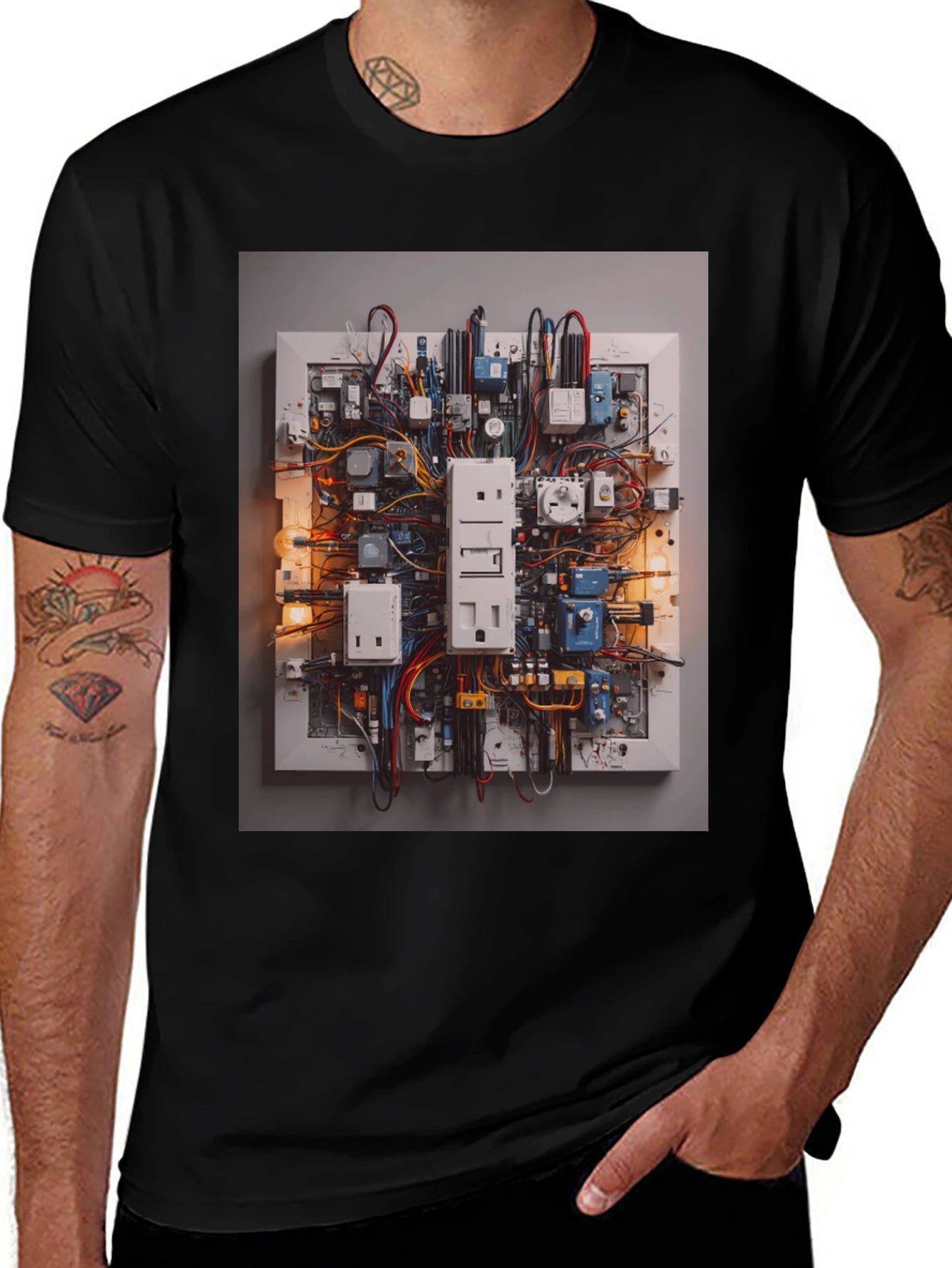Circuit Board Graphic Tee - Unique Electrical Design Shirt