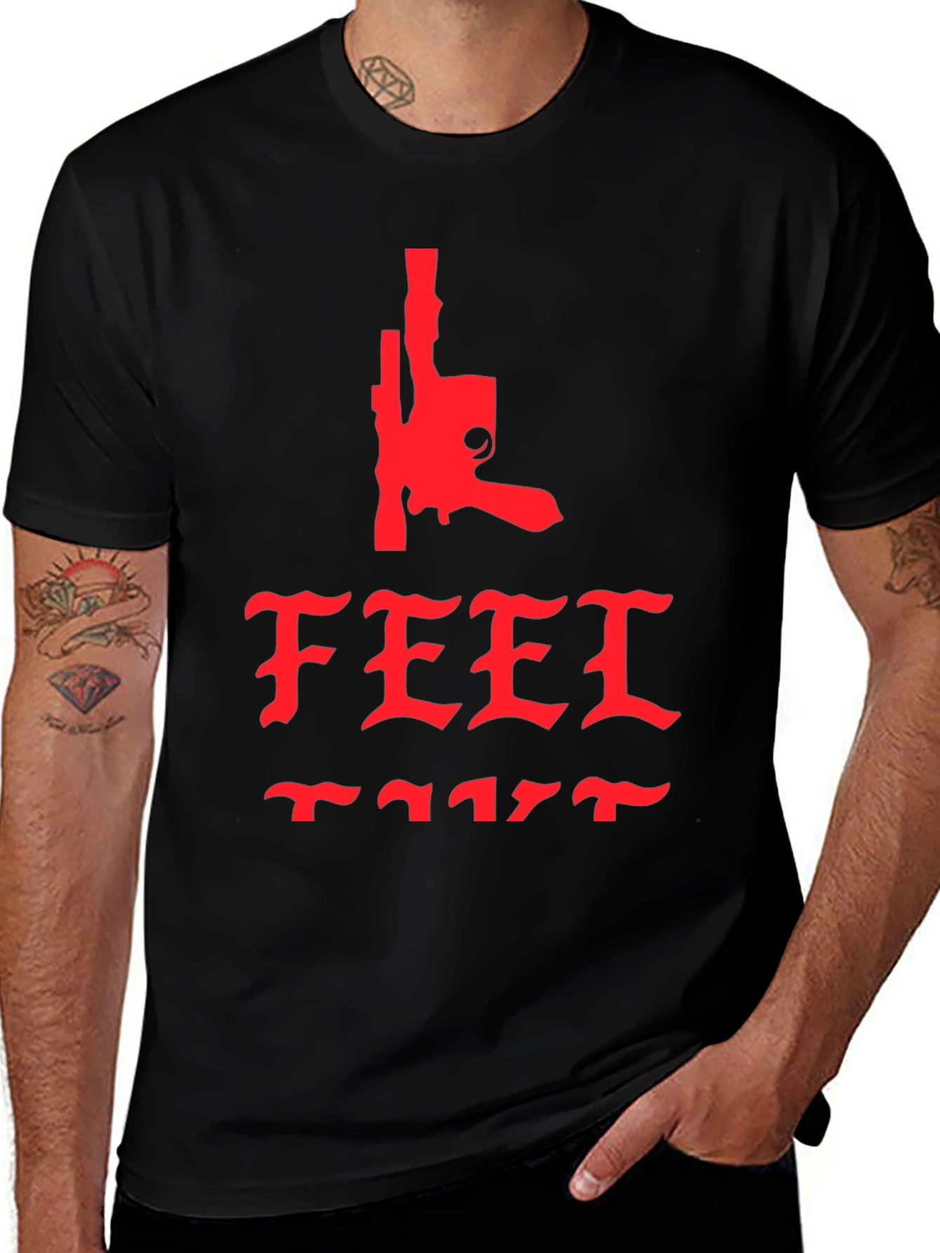 Edgy Feel Like Graphic Tee - Black