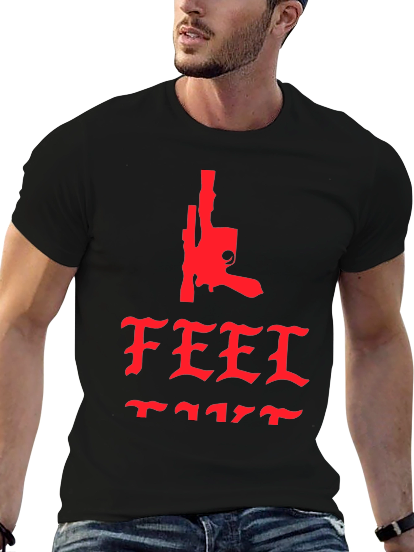 Edgy Feel Like Graphic Tee - Black