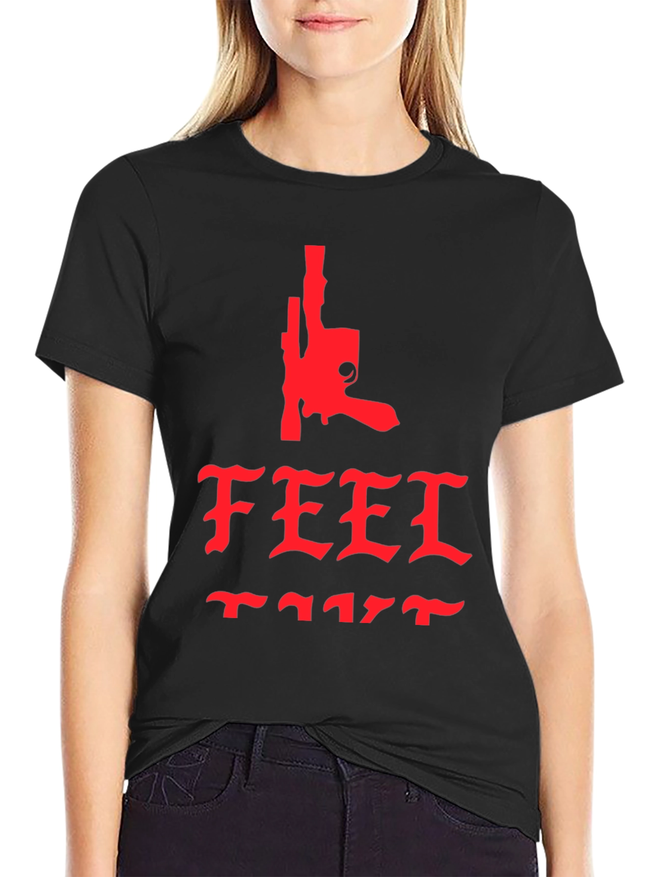 Edgy Feel Like Graphic Tee - Black