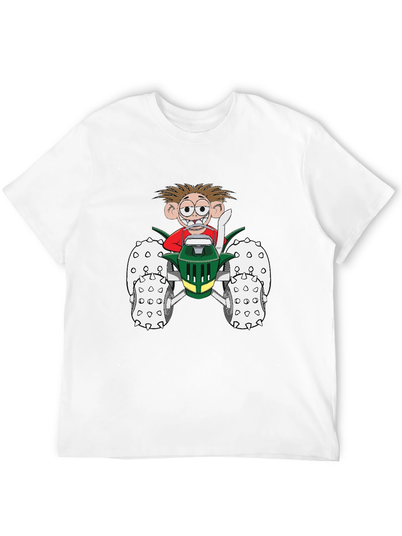 Cartoon Character on Tractor Black T-Shirt