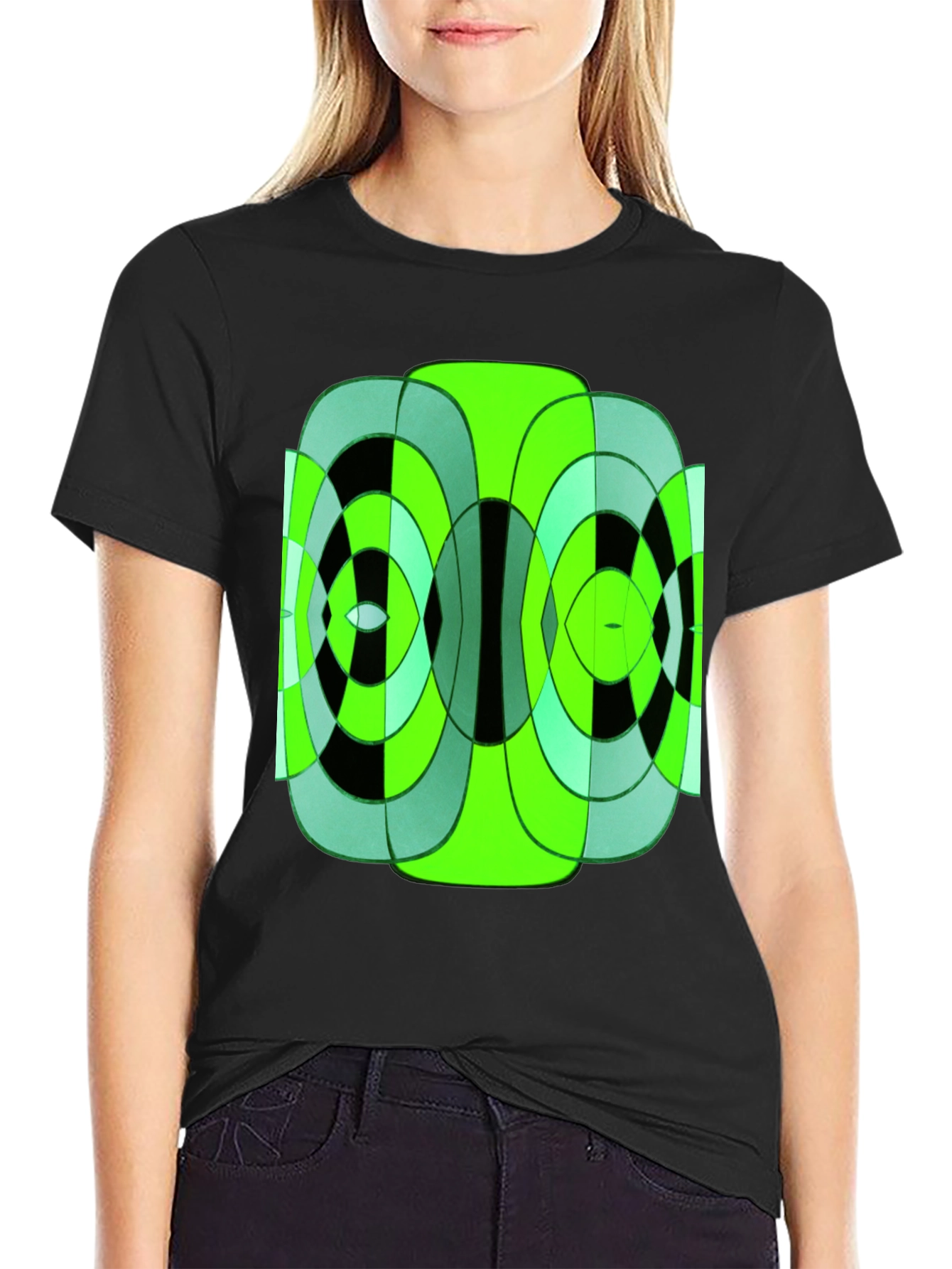 Abstract Geometric Green & Black T-Shirt