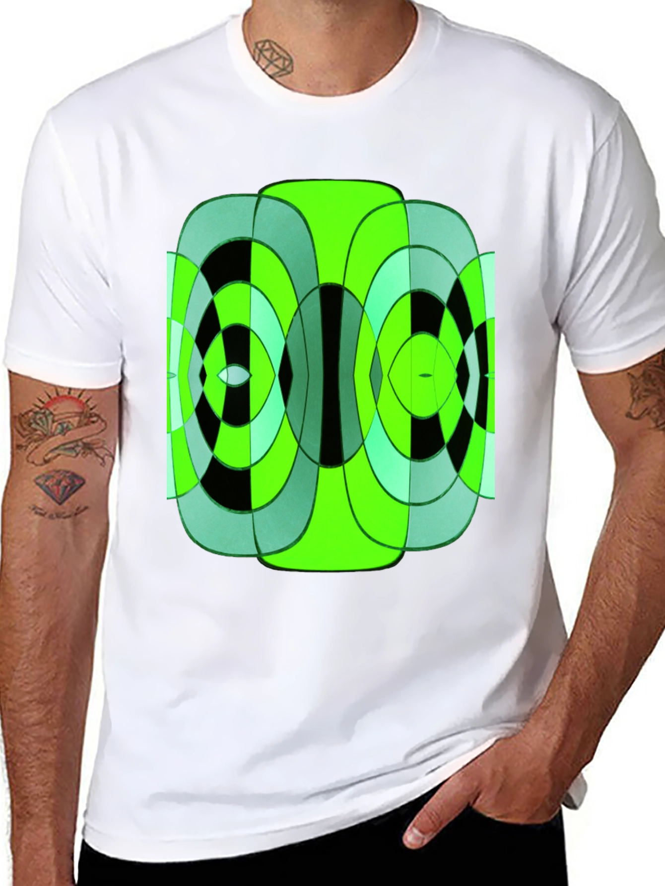 Abstract Geometric Green & Black T-Shirt