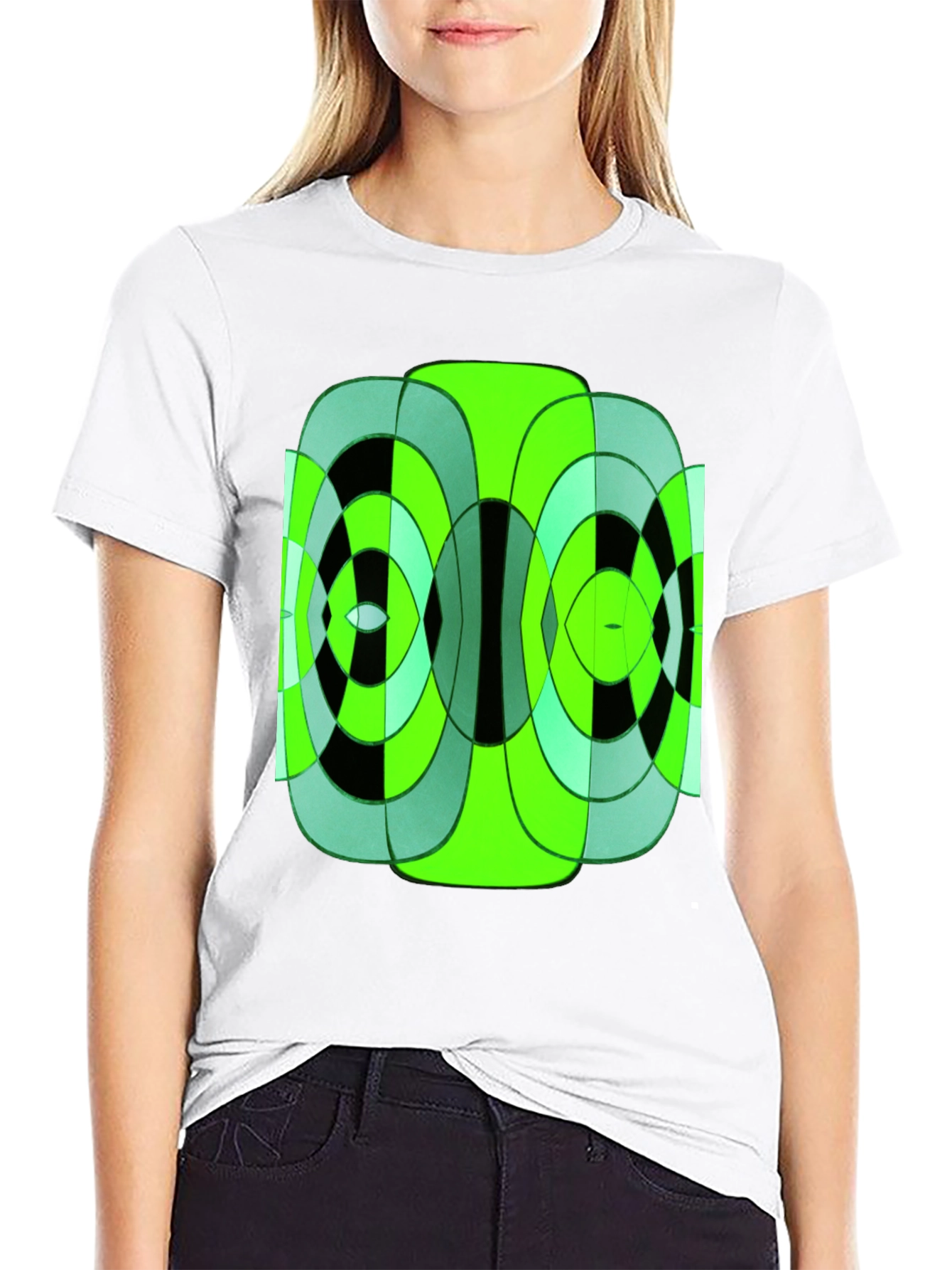 Abstract Geometric Green & Black T-Shirt