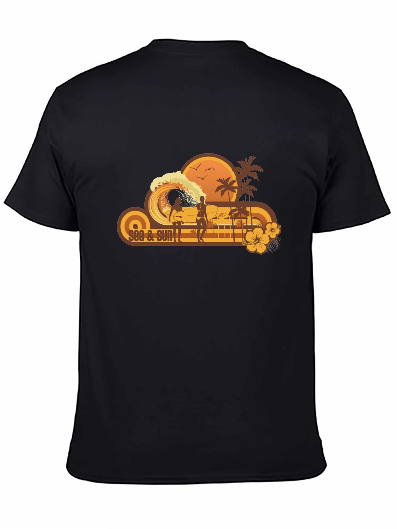 Sea & Sun Graphic Black T-Shirt