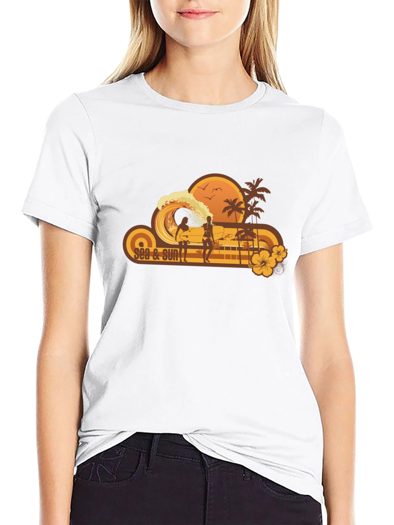 Sea & Sun Graphic Black T-Shirt
