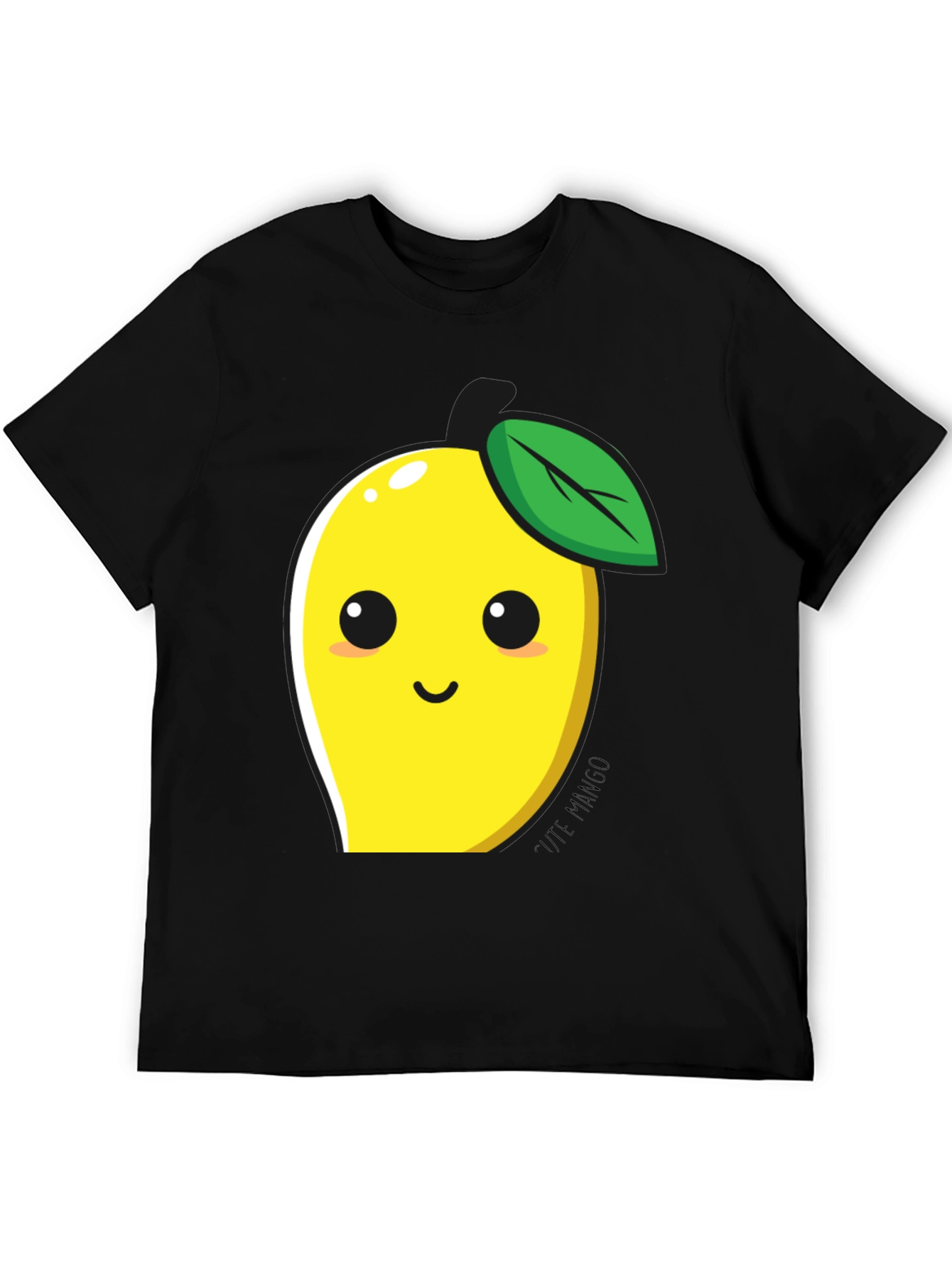 Cute Mango Graphic T-Shirt - Black Cotton Blend