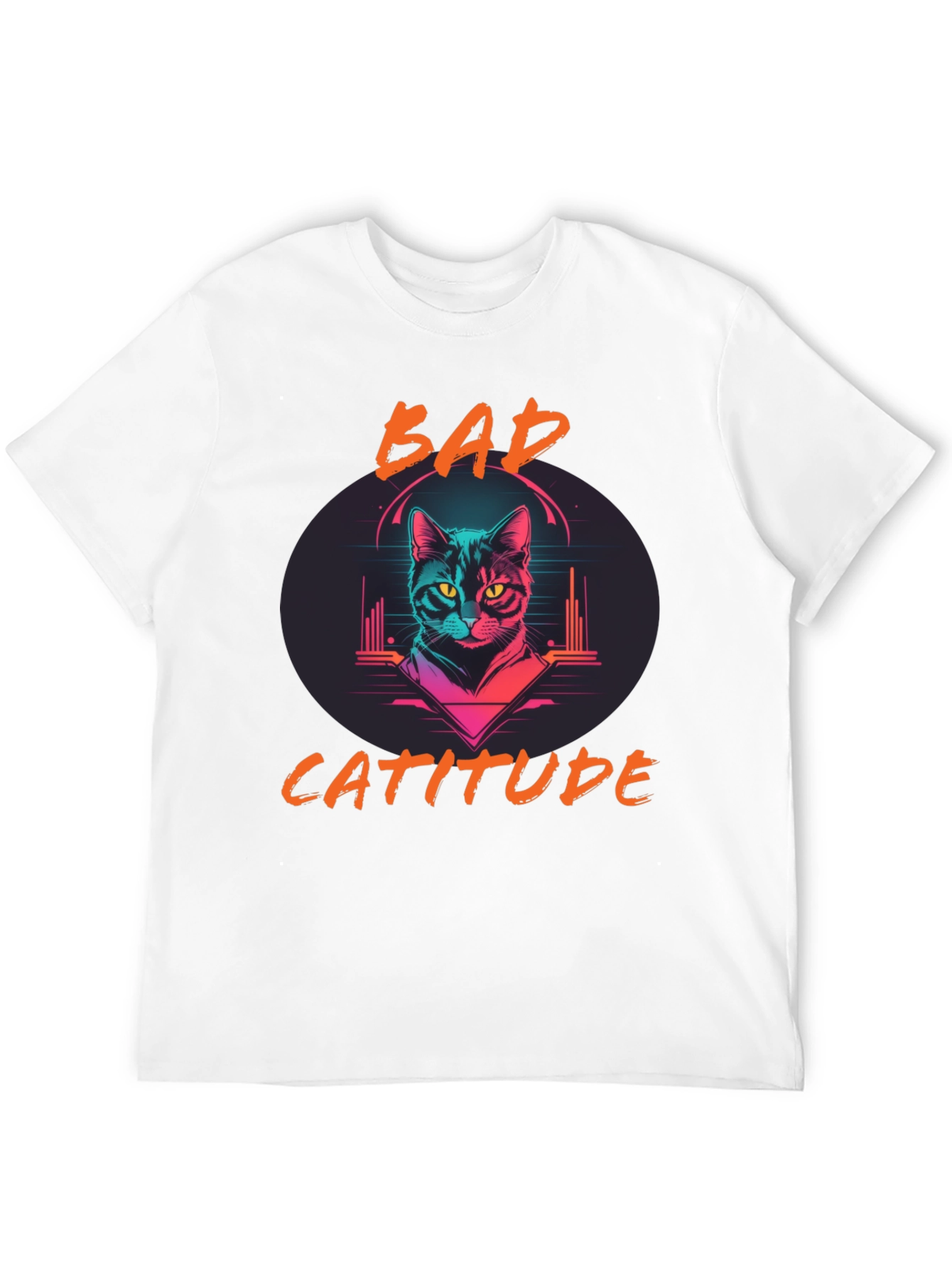 Bad Catitude Graphic Tee - Cool Cat Lover T-Shirt