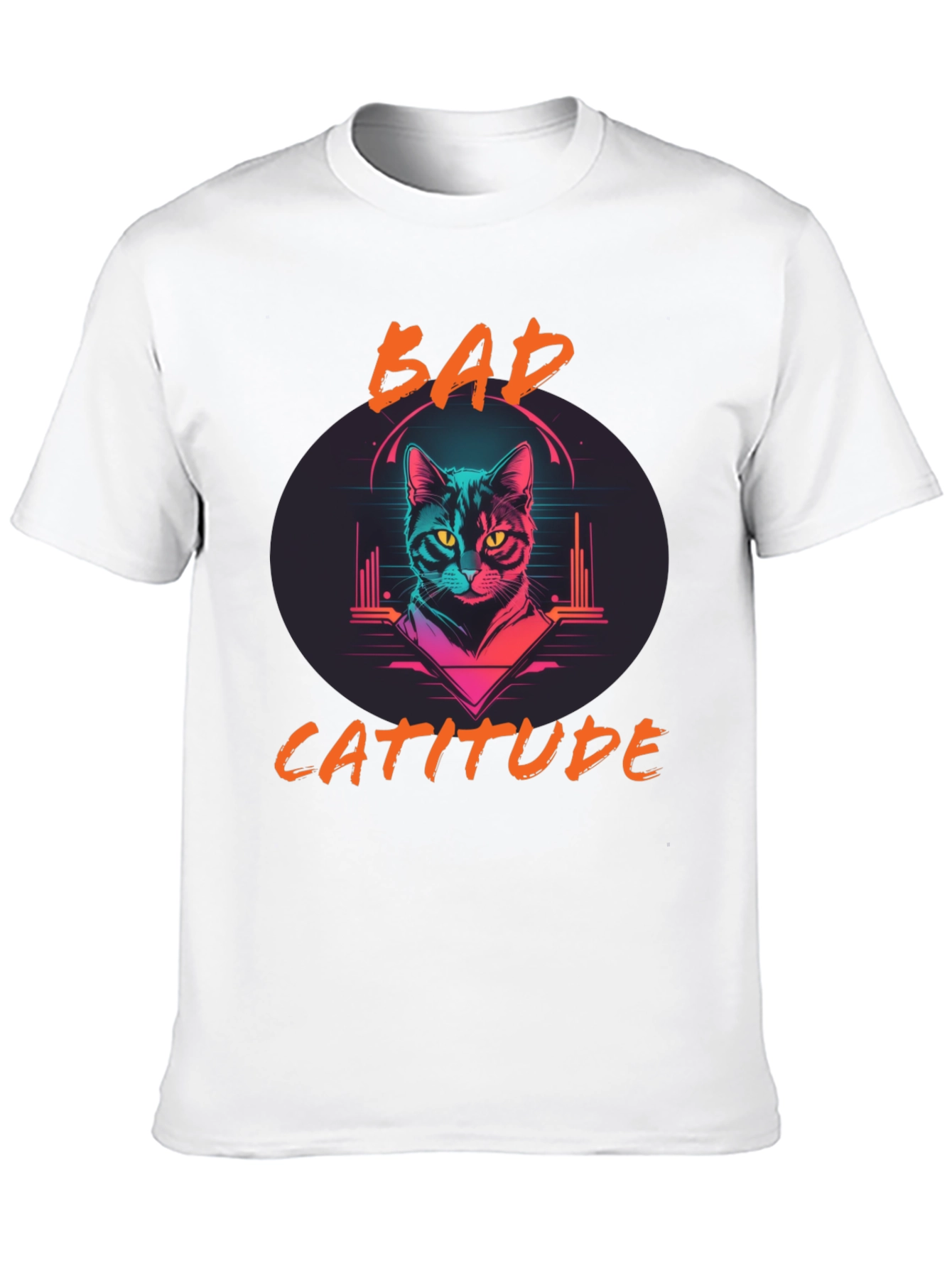 Bad Catitude Graphic Tee - Cool Cat Lover T-Shirt