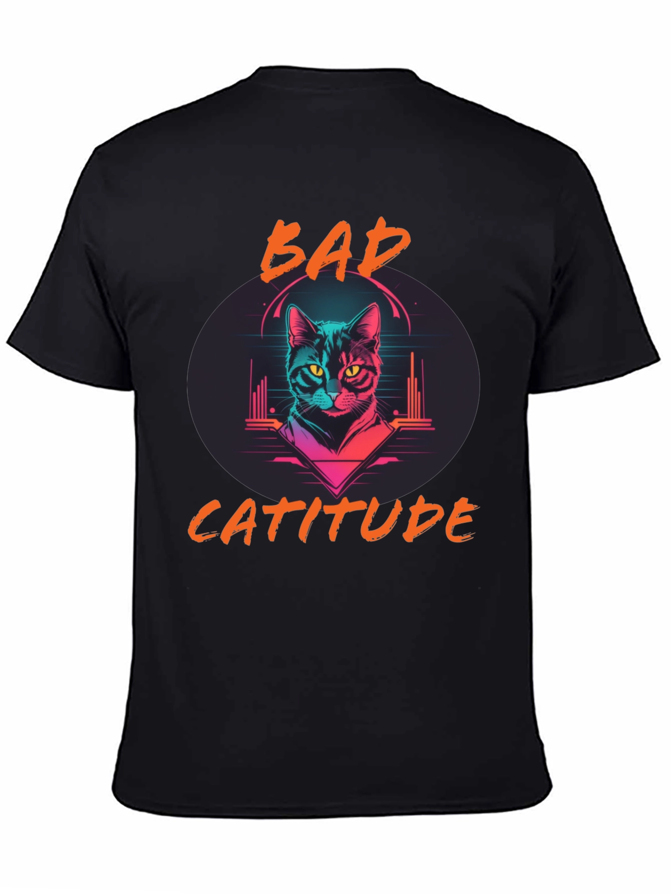 Bad Catitude Graphic Tee - Cool Cat Lover T-Shirt