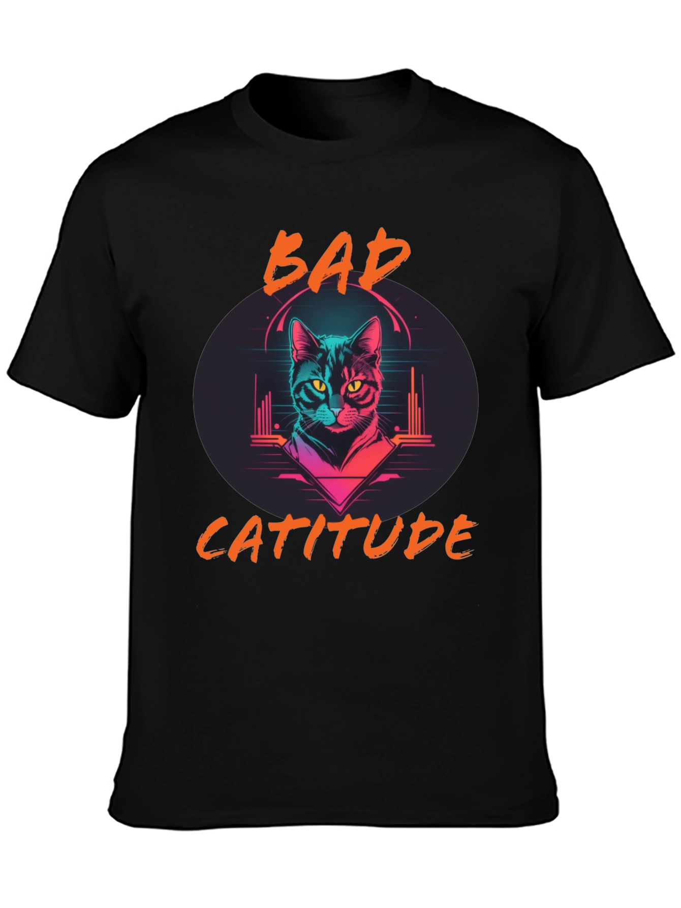 Bad Catitude Graphic Tee - Cool Cat Lover T-Shirt