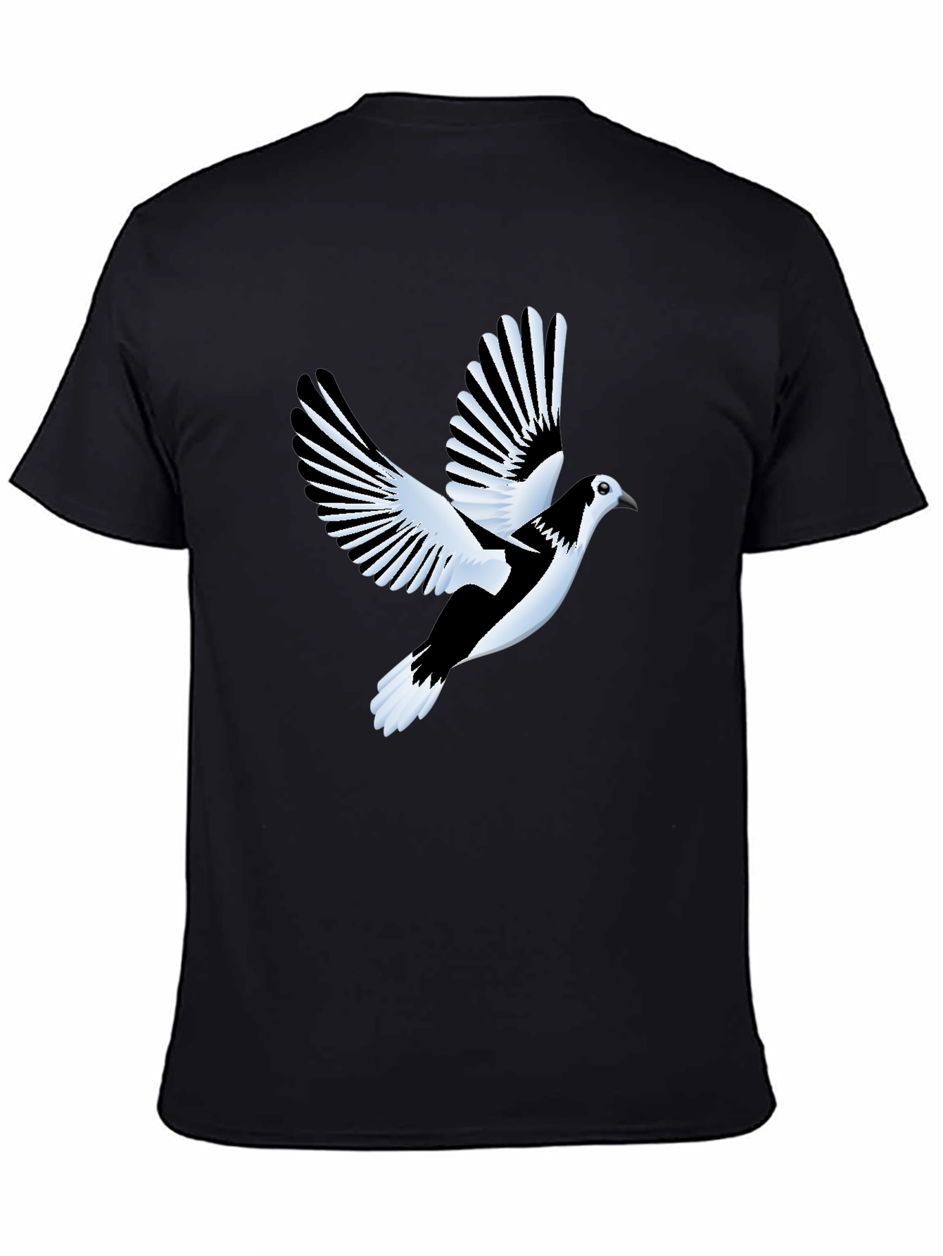 Black T-Shirt with Flying Bird Graphic