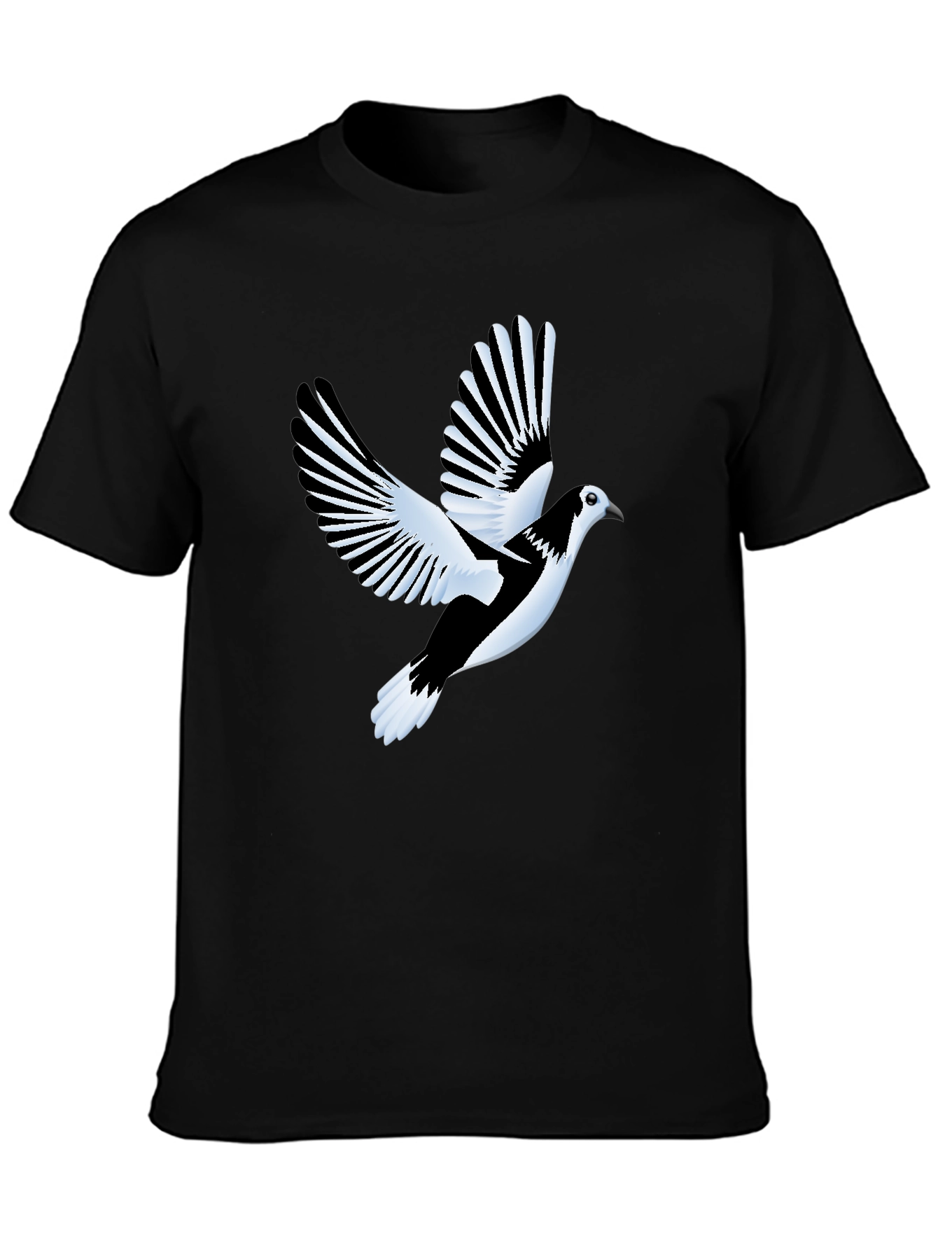 Black T-Shirt with Flying Bird Graphic