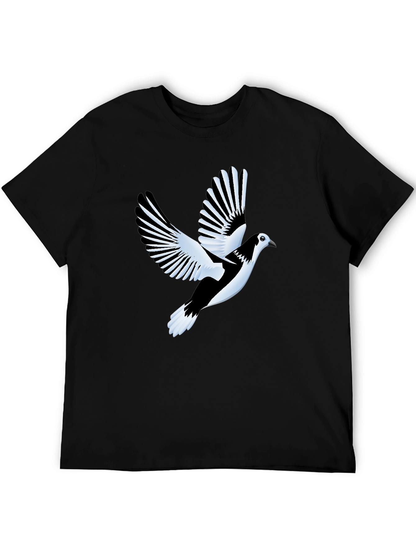 Black T-Shirt with Flying Bird Graphic