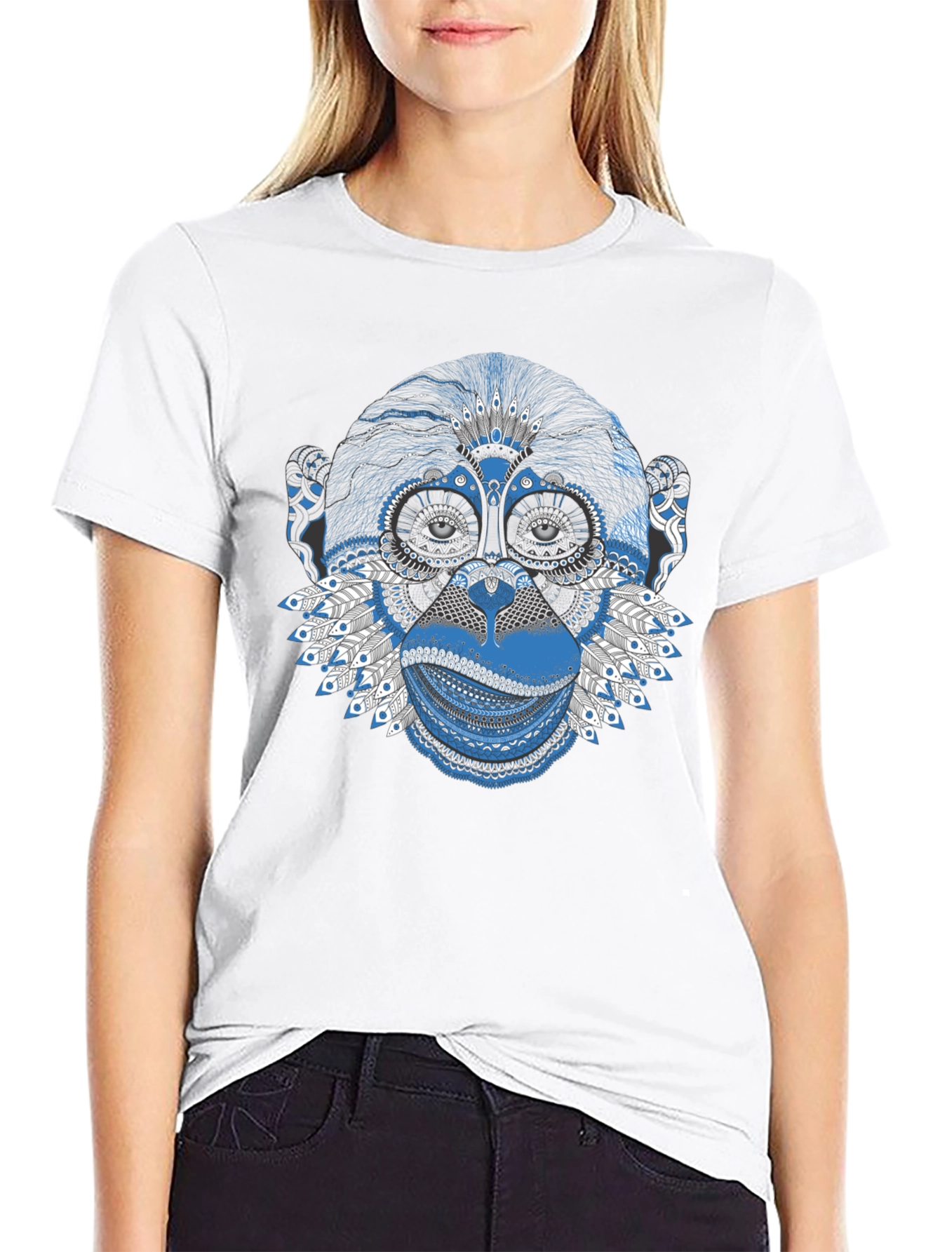 Monkey Graphic Print Black T-Shirt