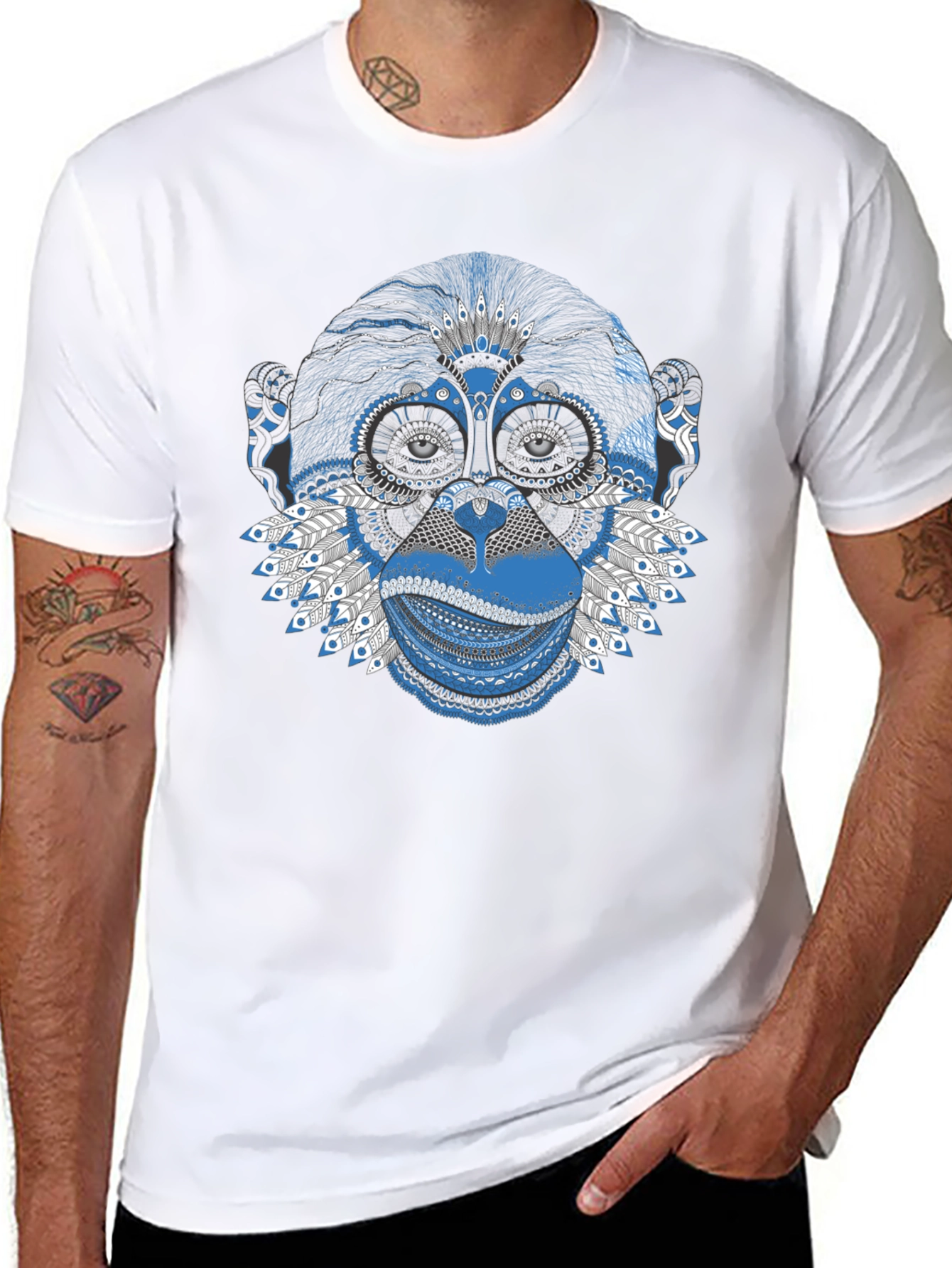 Monkey Graphic Print Black T-Shirt