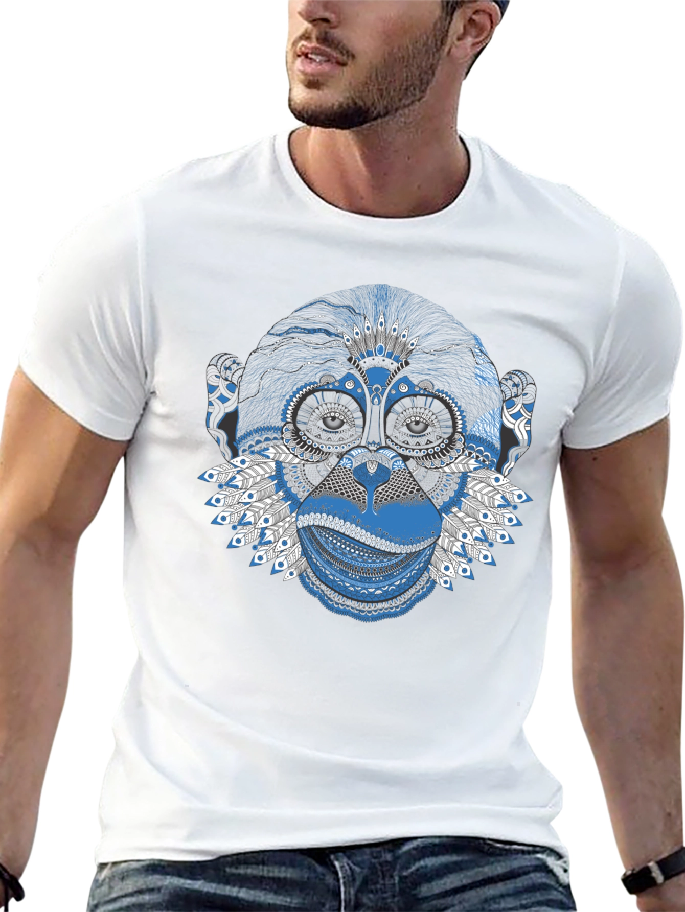 Monkey Graphic Print Black T-Shirt