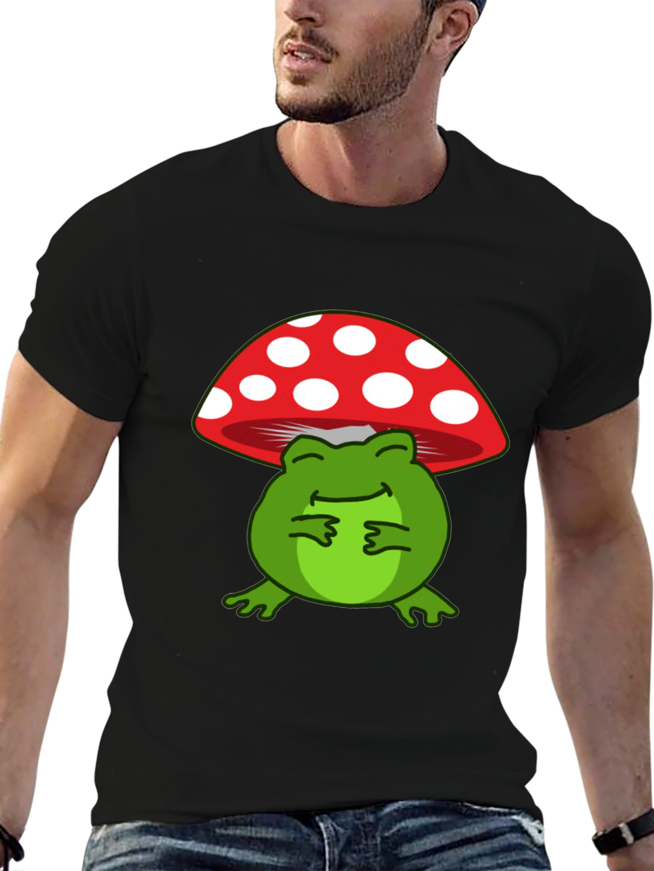 Frog on Mushroom Graphic T-Shirt