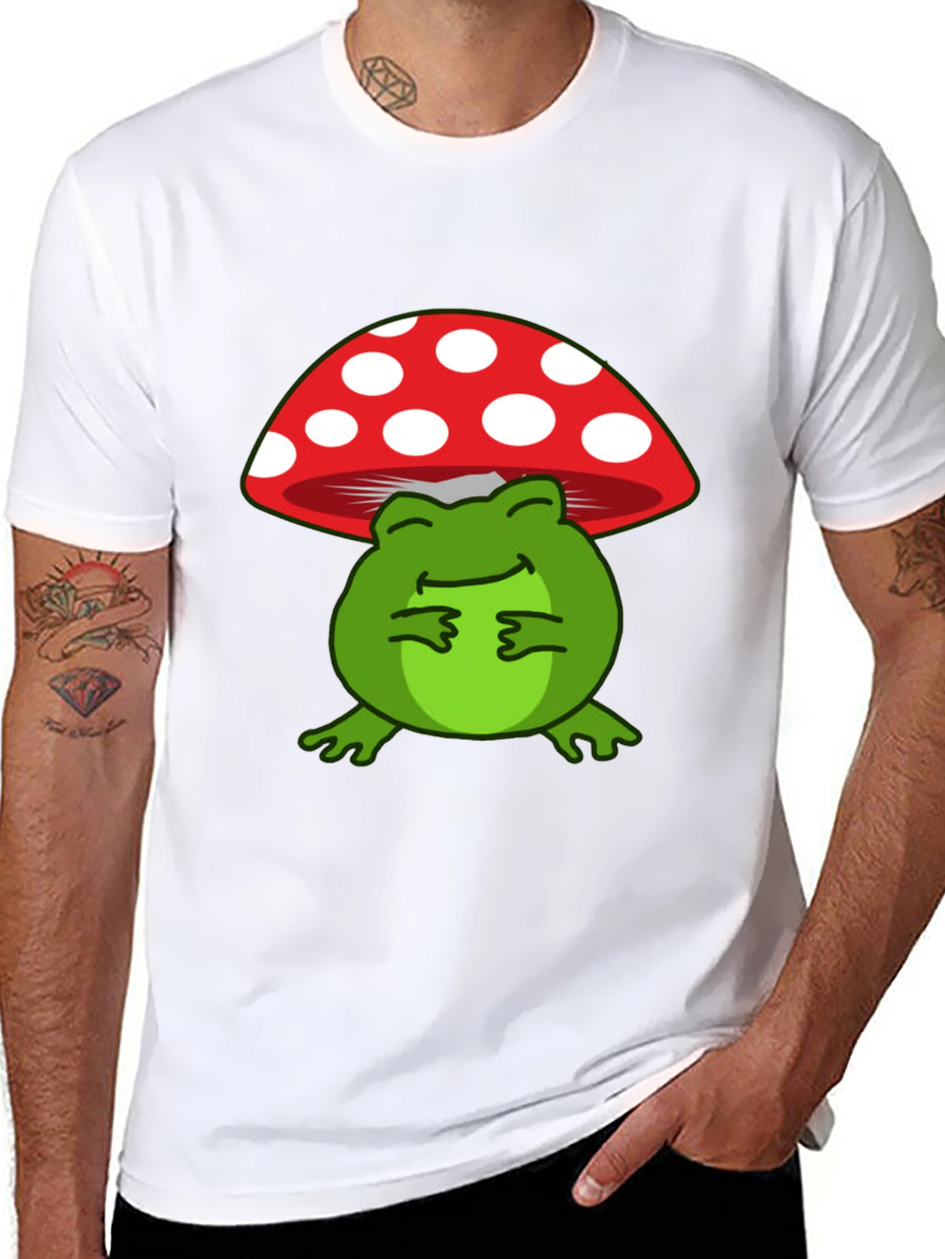 Frog on Mushroom Graphic T-Shirt