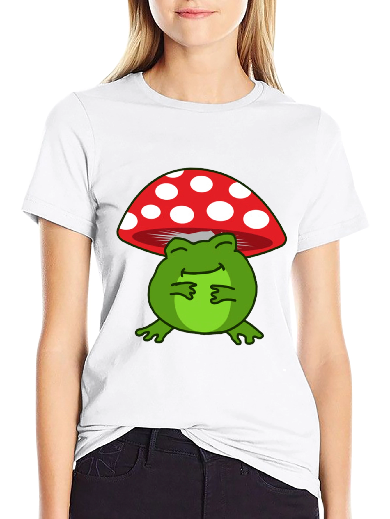 Frog on Mushroom Graphic T-Shirt