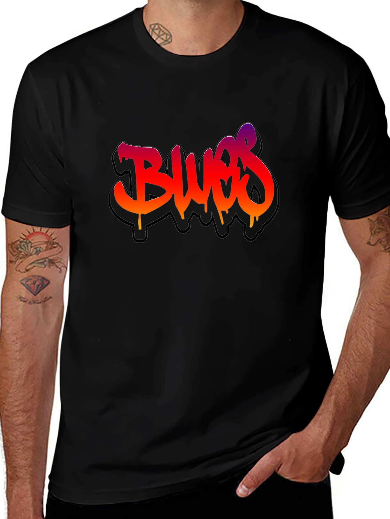 Graffiti Blues Graphic Black T-Shirt