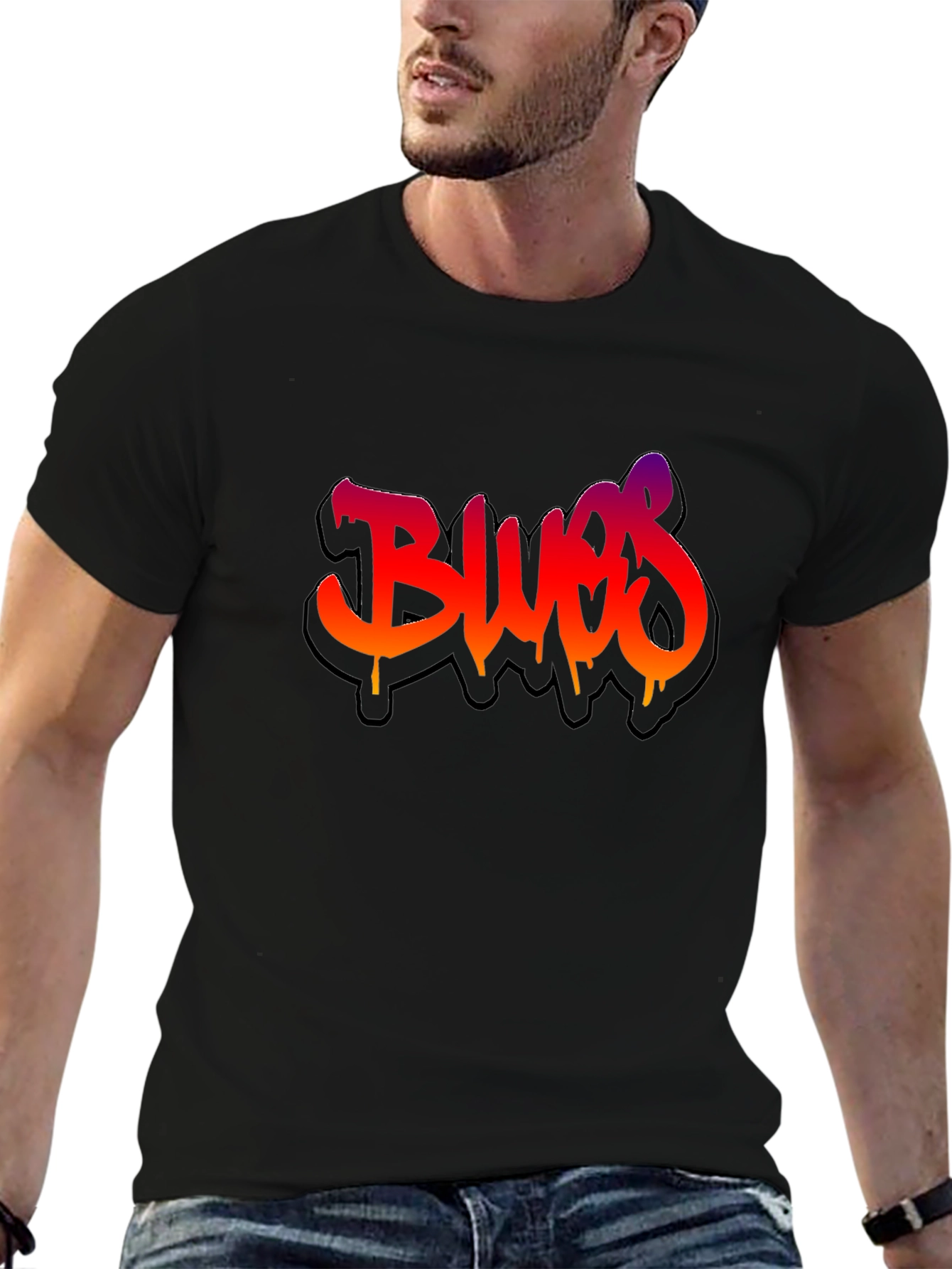 Graffiti Blues Graphic Black T-Shirt