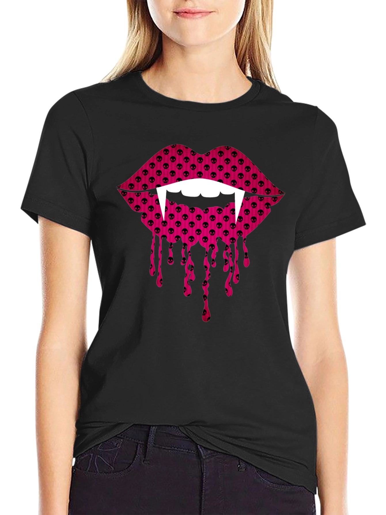 Vampire Lips Black T-Shirt