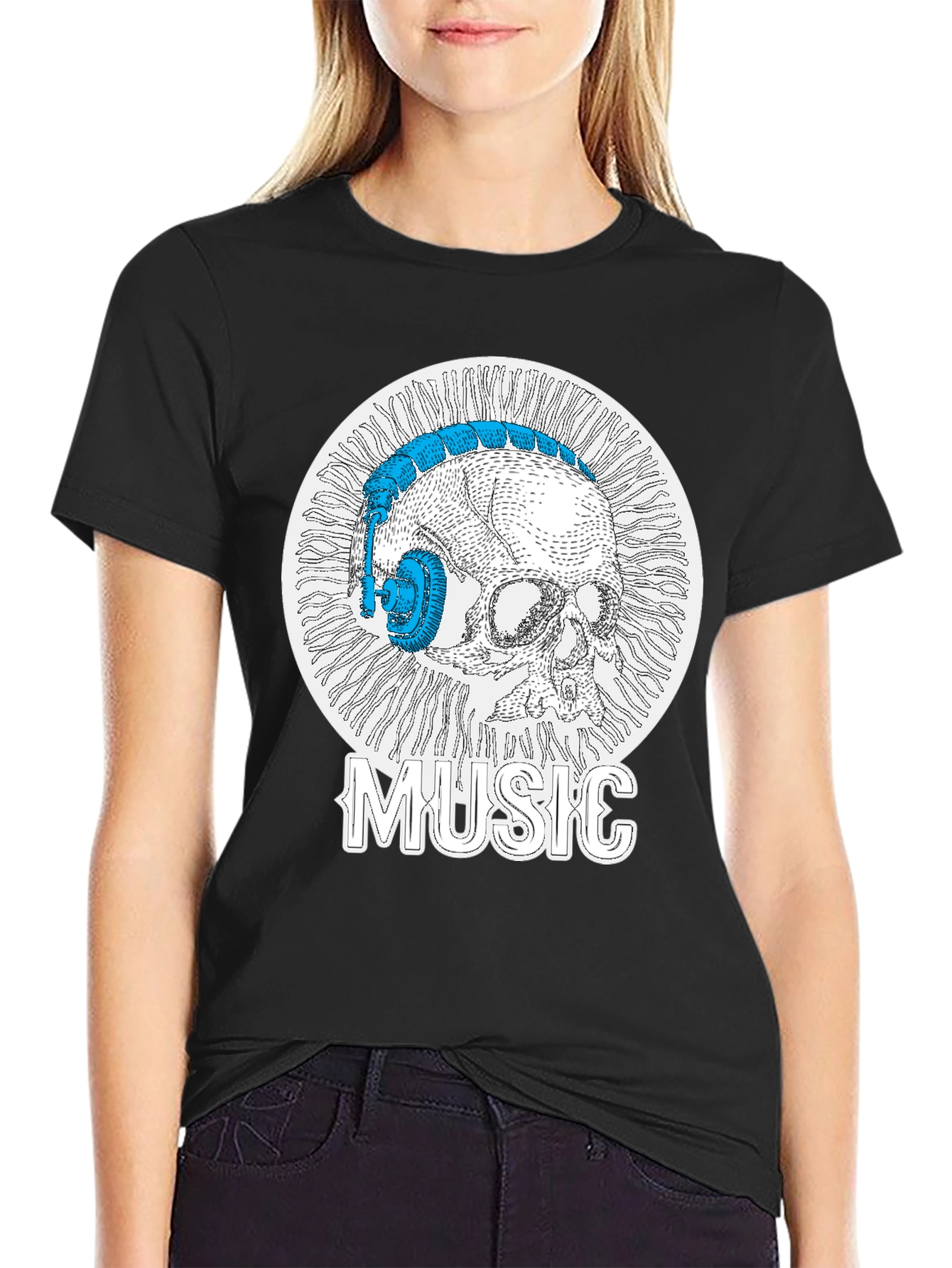 Skull Music Headphones T-Shirt - Cool Graphic Tee