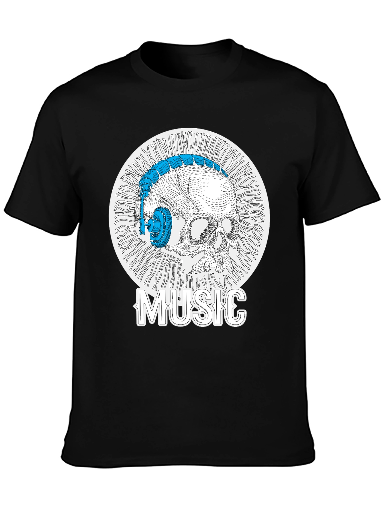 Skull Music Headphones T-Shirt - Cool Graphic Tee