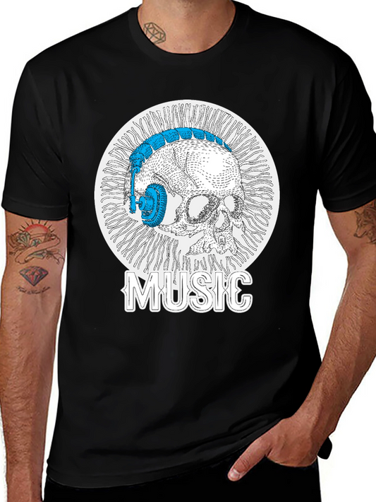 Skull Music Headphones T-Shirt - Cool Graphic Tee
