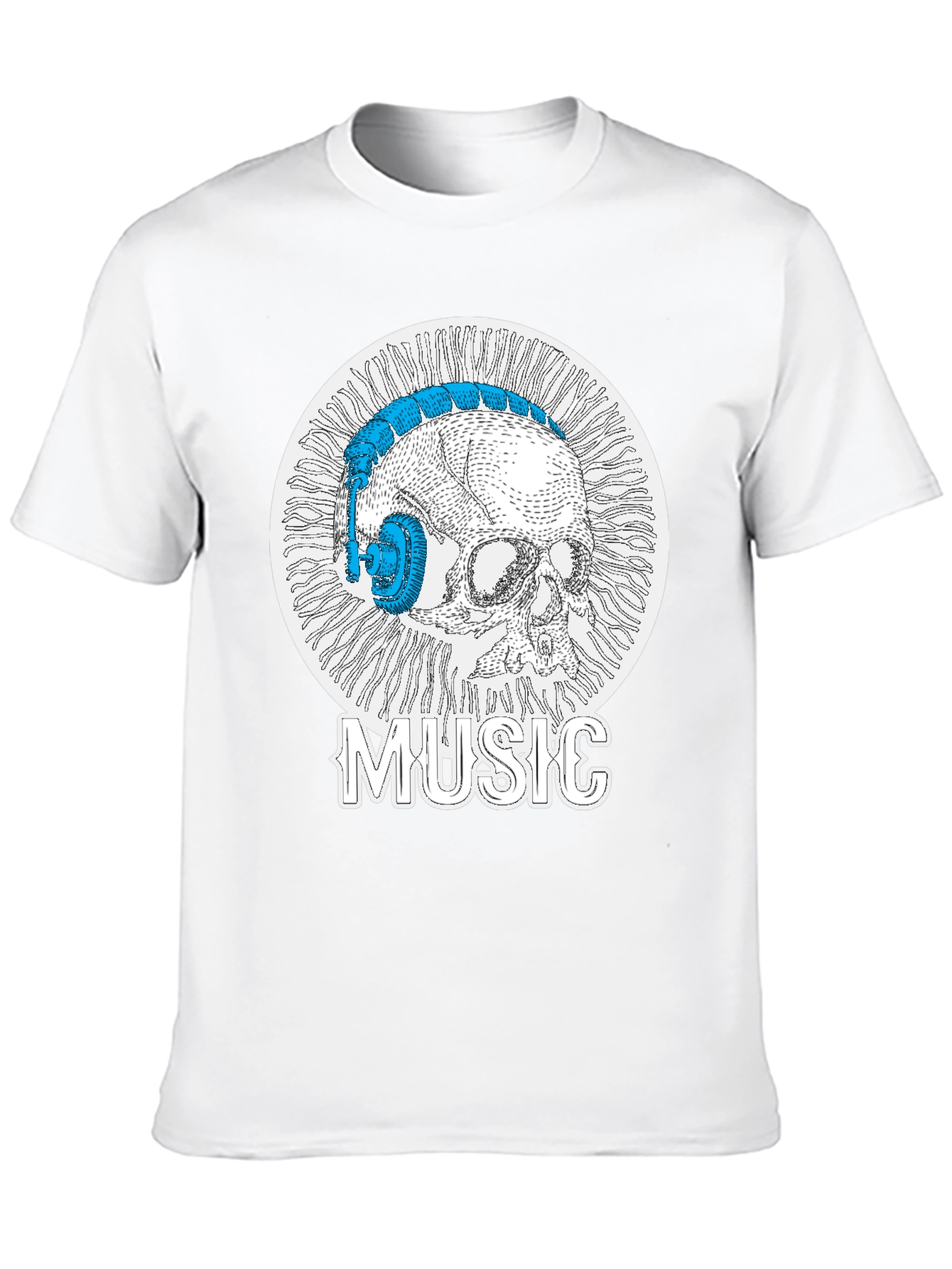 Skull Music Headphones T-Shirt - Cool Graphic Tee