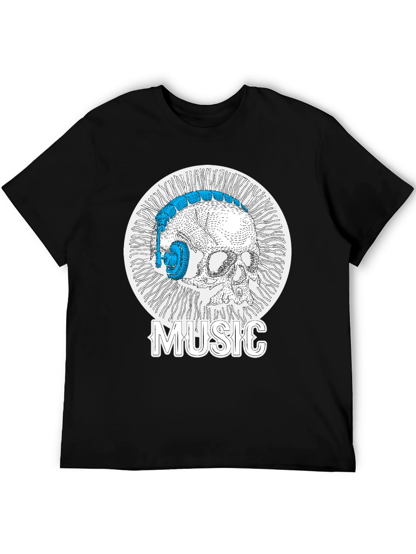 Skull Music Headphones T-Shirt - Cool Graphic Tee