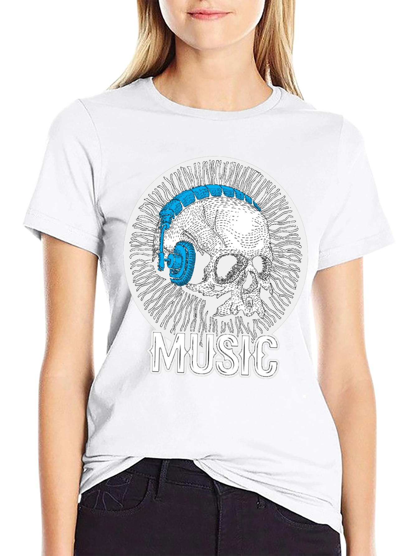 Skull Music Headphones T-Shirt - Cool Graphic Tee