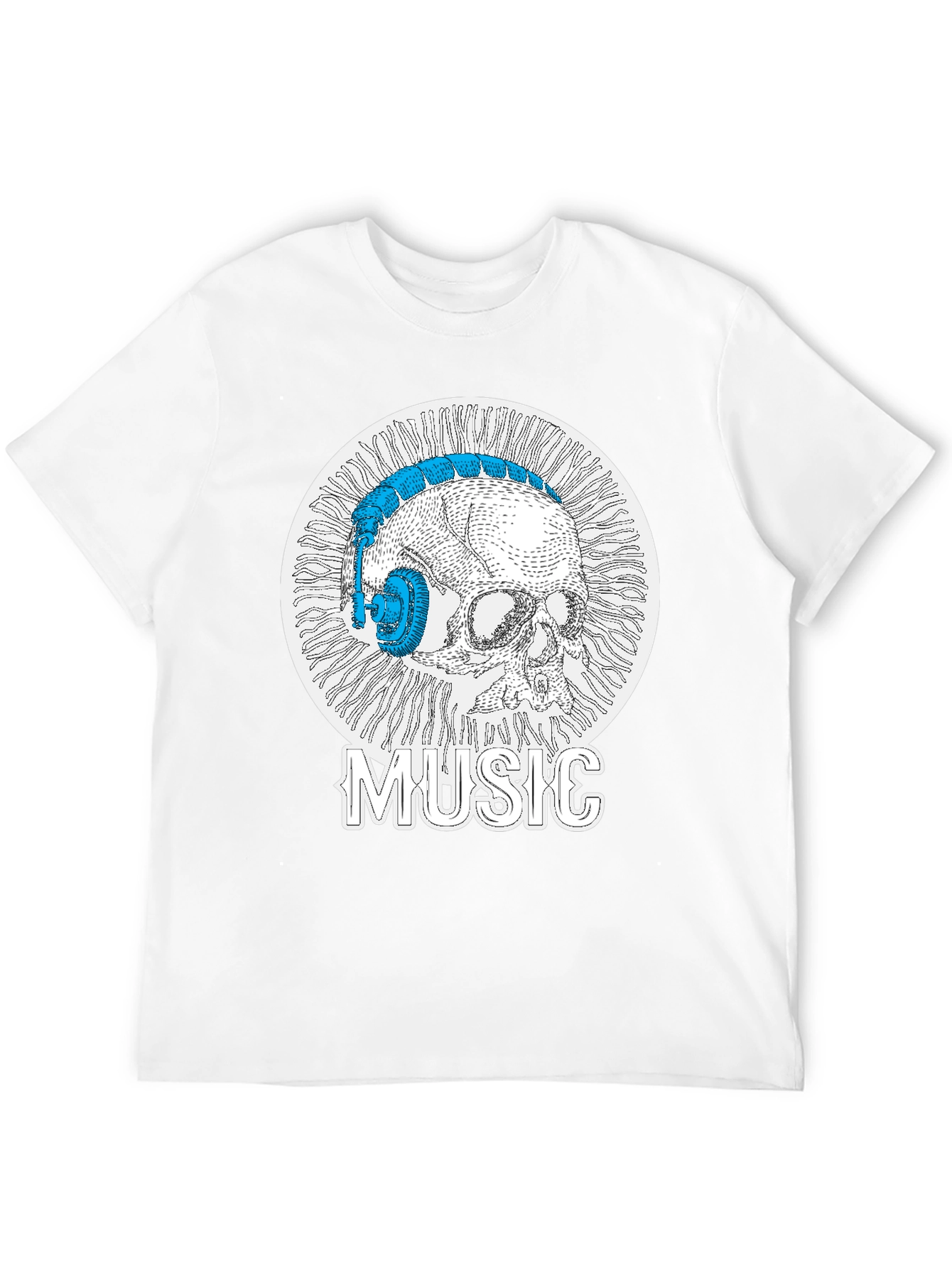 Skull Music Headphones T-Shirt - Cool Graphic Tee