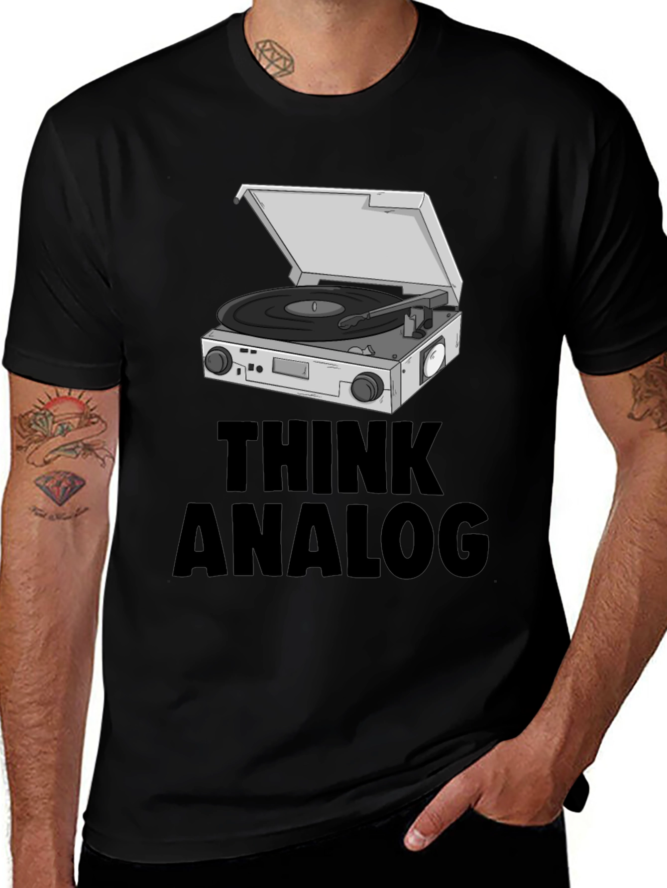 Think Analog Black Graphic T-Shirt