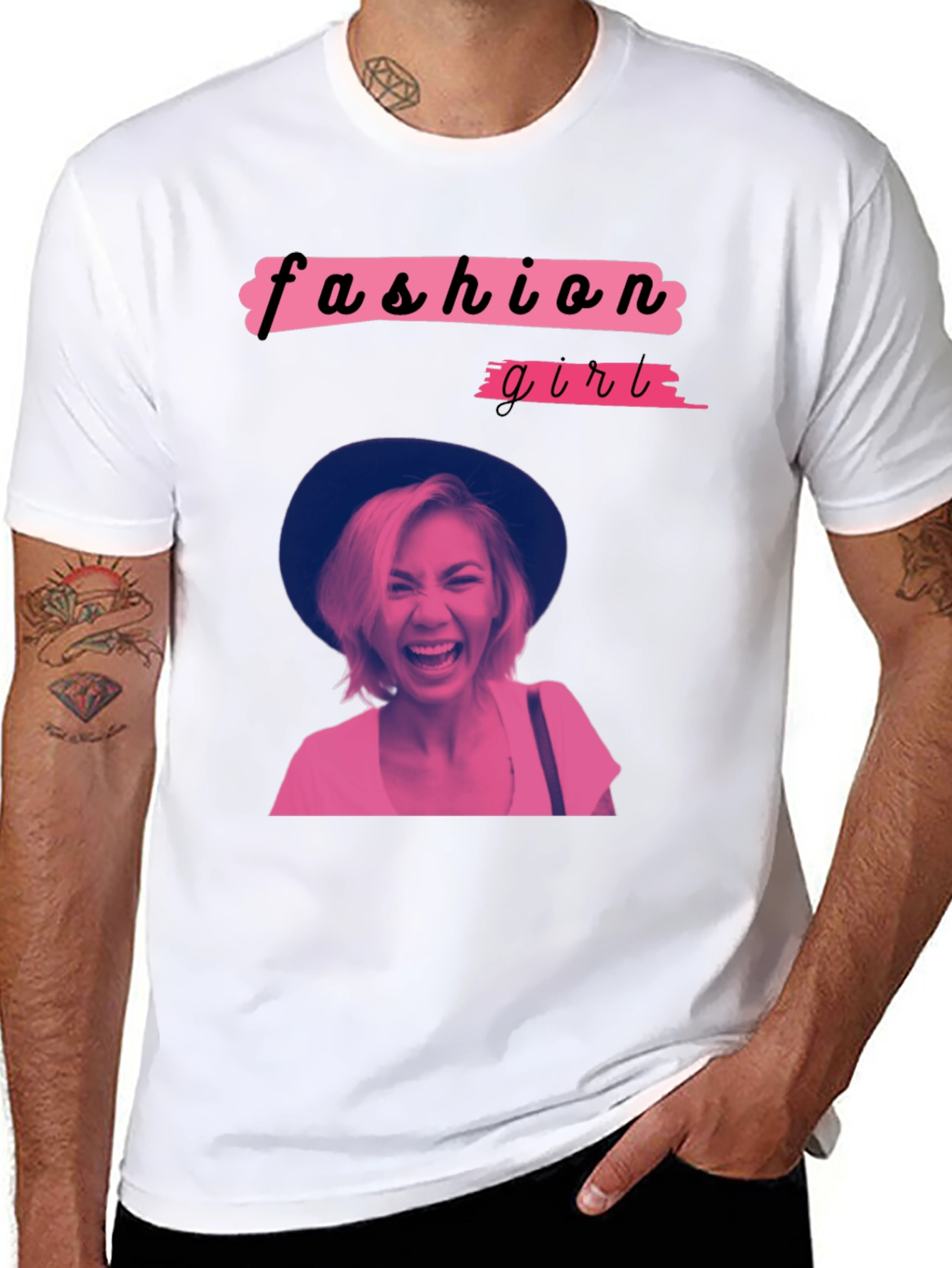 Fashion Girl Graphic Tee - Trendy Crew Neck T-Shirt