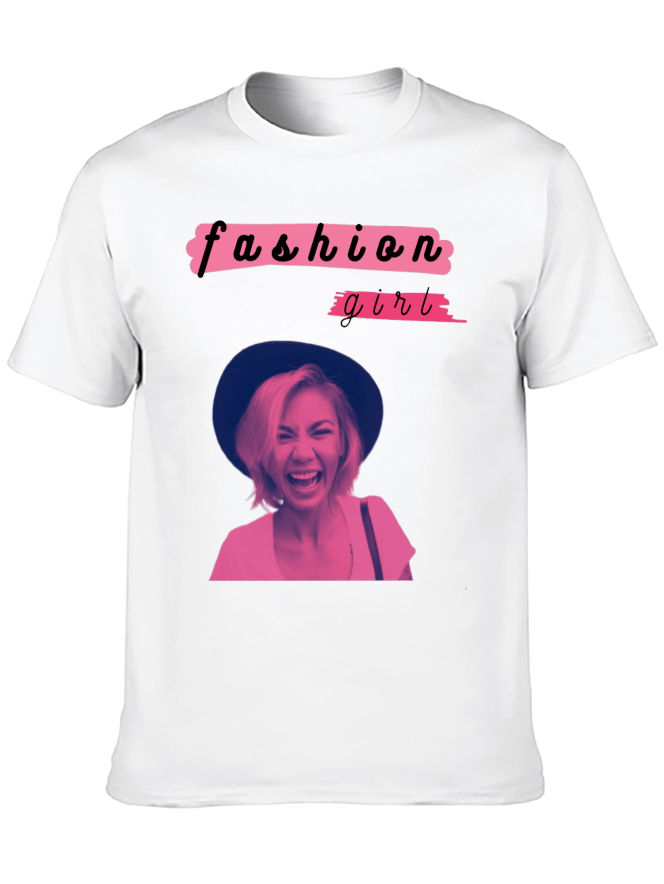 Fashion Girl Graphic Tee - Trendy Crew Neck T-Shirt