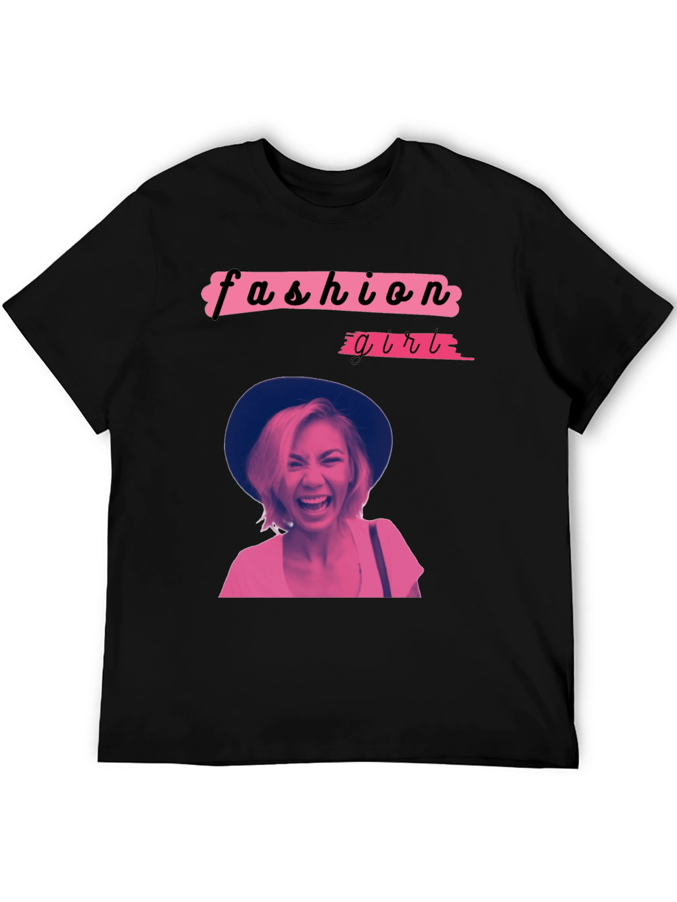 Fashion Girl Graphic Tee - Trendy Crew Neck T-Shirt