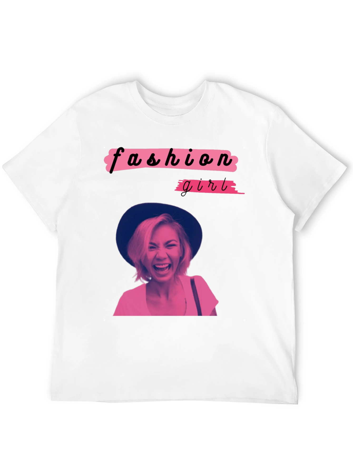 Fashion Girl Graphic Tee - Trendy Crew Neck T-Shirt
