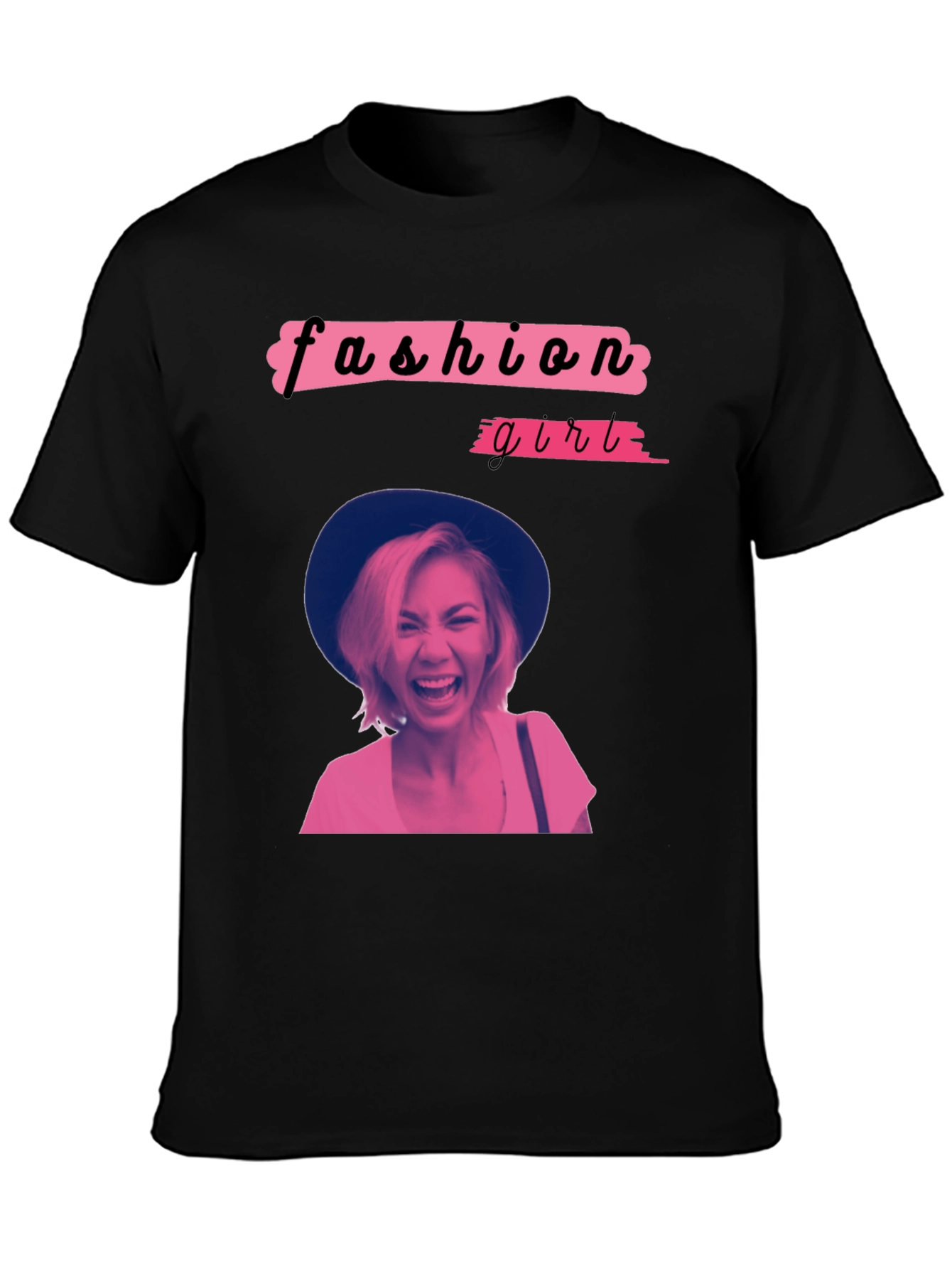 Fashion Girl Graphic Tee - Trendy Crew Neck T-Shirt